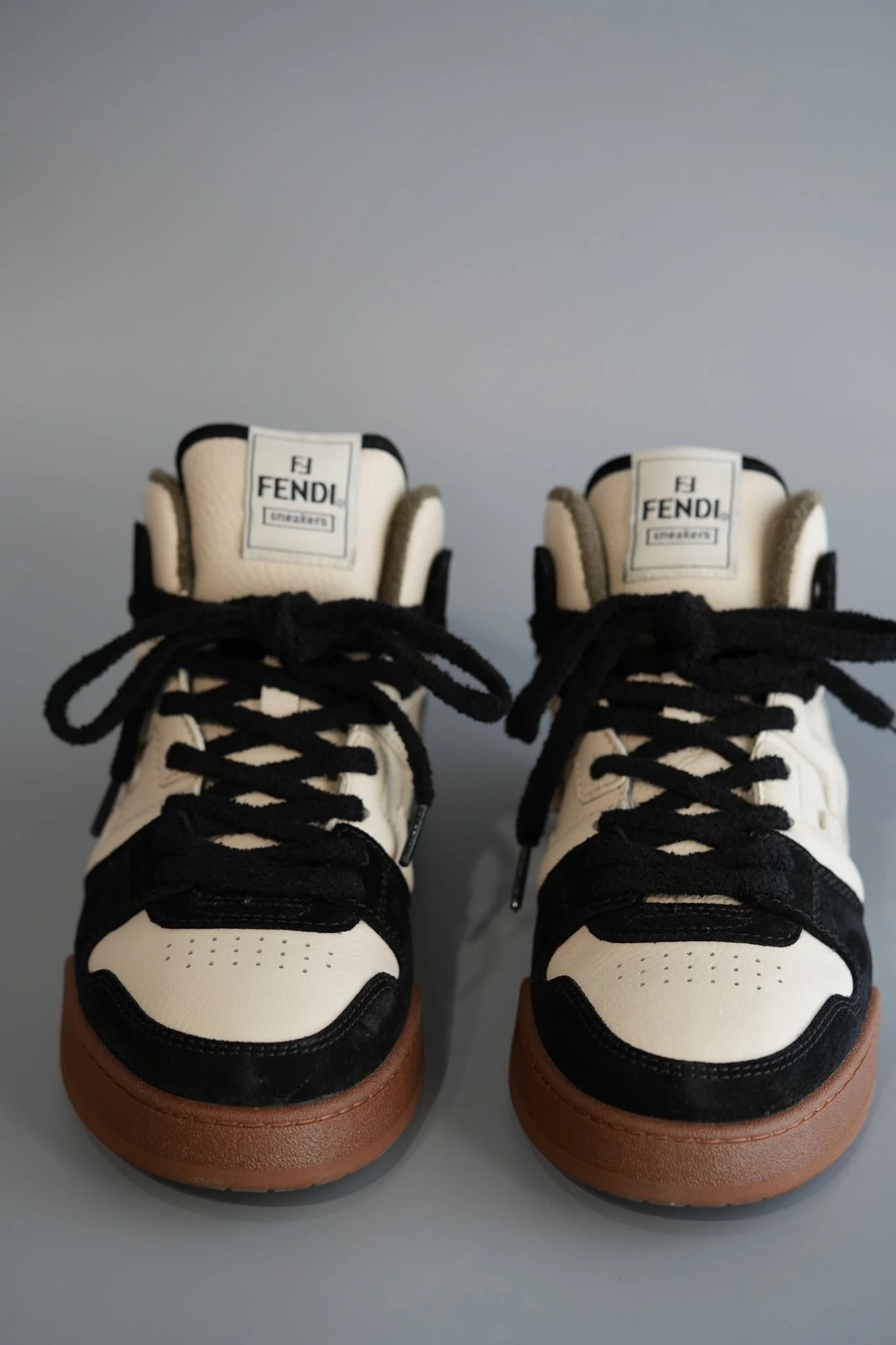 Fendi Match Mid Cut White Leather Sneakers - Image 3