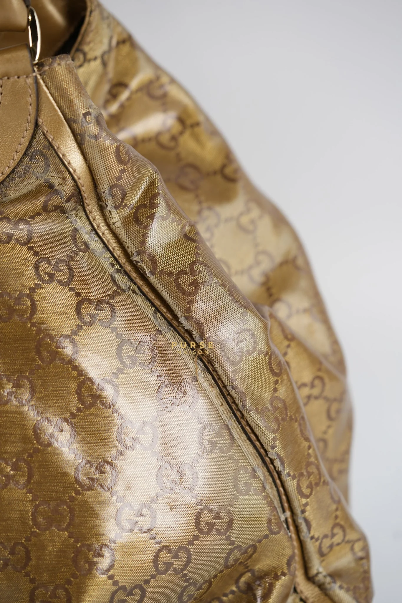 Gucci D-ring Tote Bag in Metallic Gold Canvas - Image 20