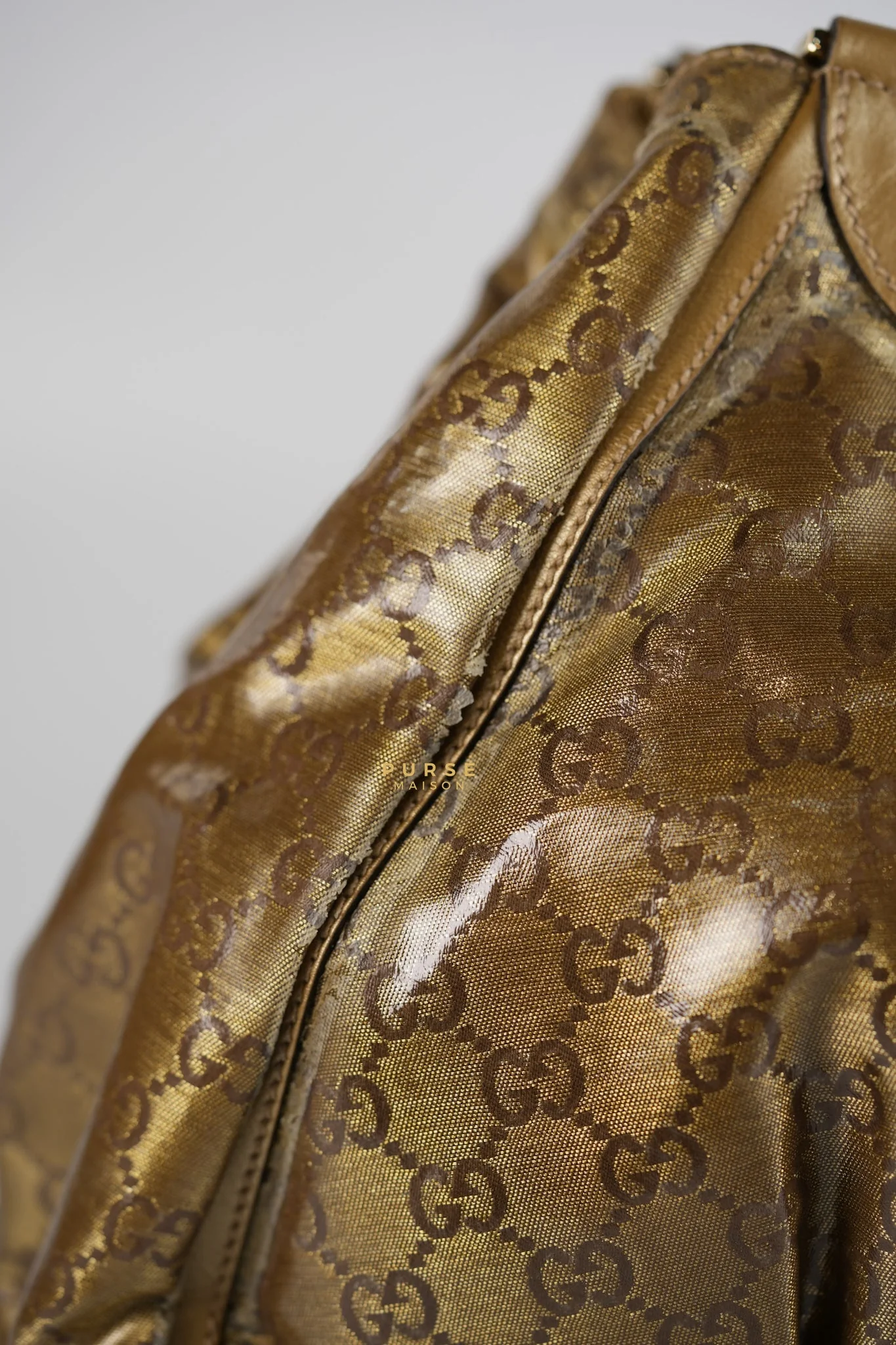 Gucci D-ring Tote Bag in Metallic Gold Canvas - Image 21