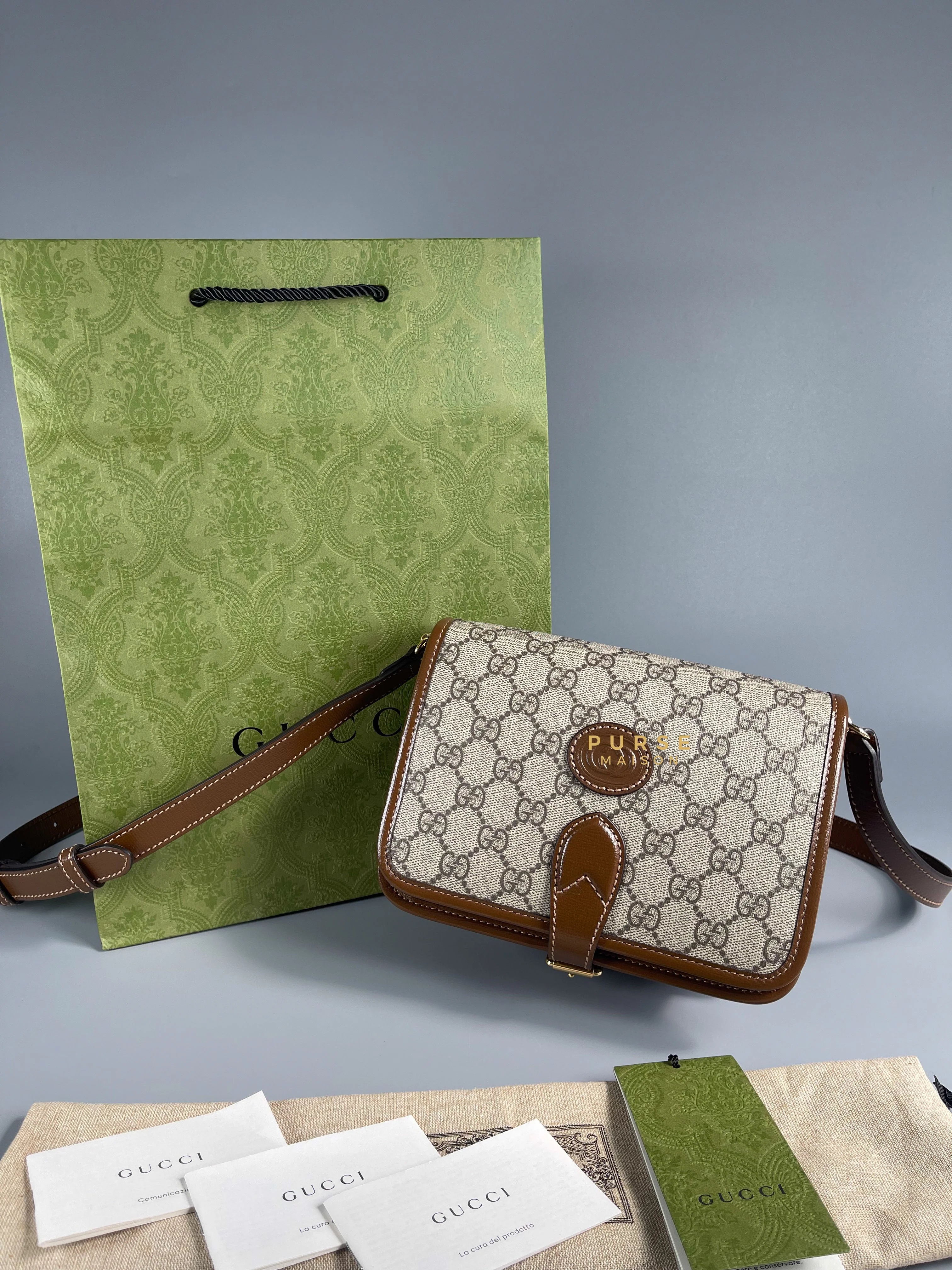 Gucci Gucci GG Supreme Azalea Calfskin Mini Retro Interlocking G Flap For Men - Image 22