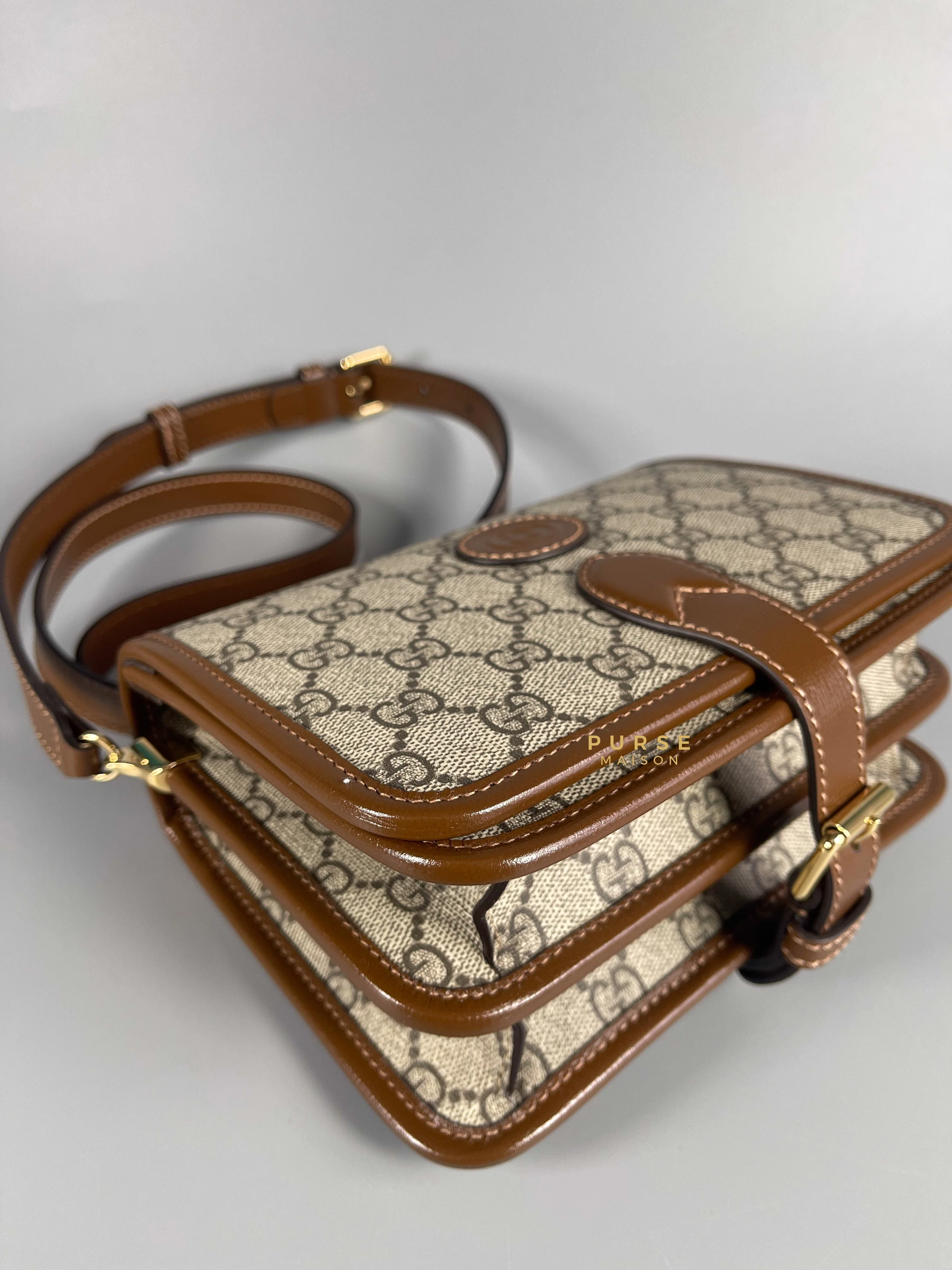 Gucci Gucci GG Supreme Azalea Calfskin Mini Retro Interlocking G Flap For Men - Image 8