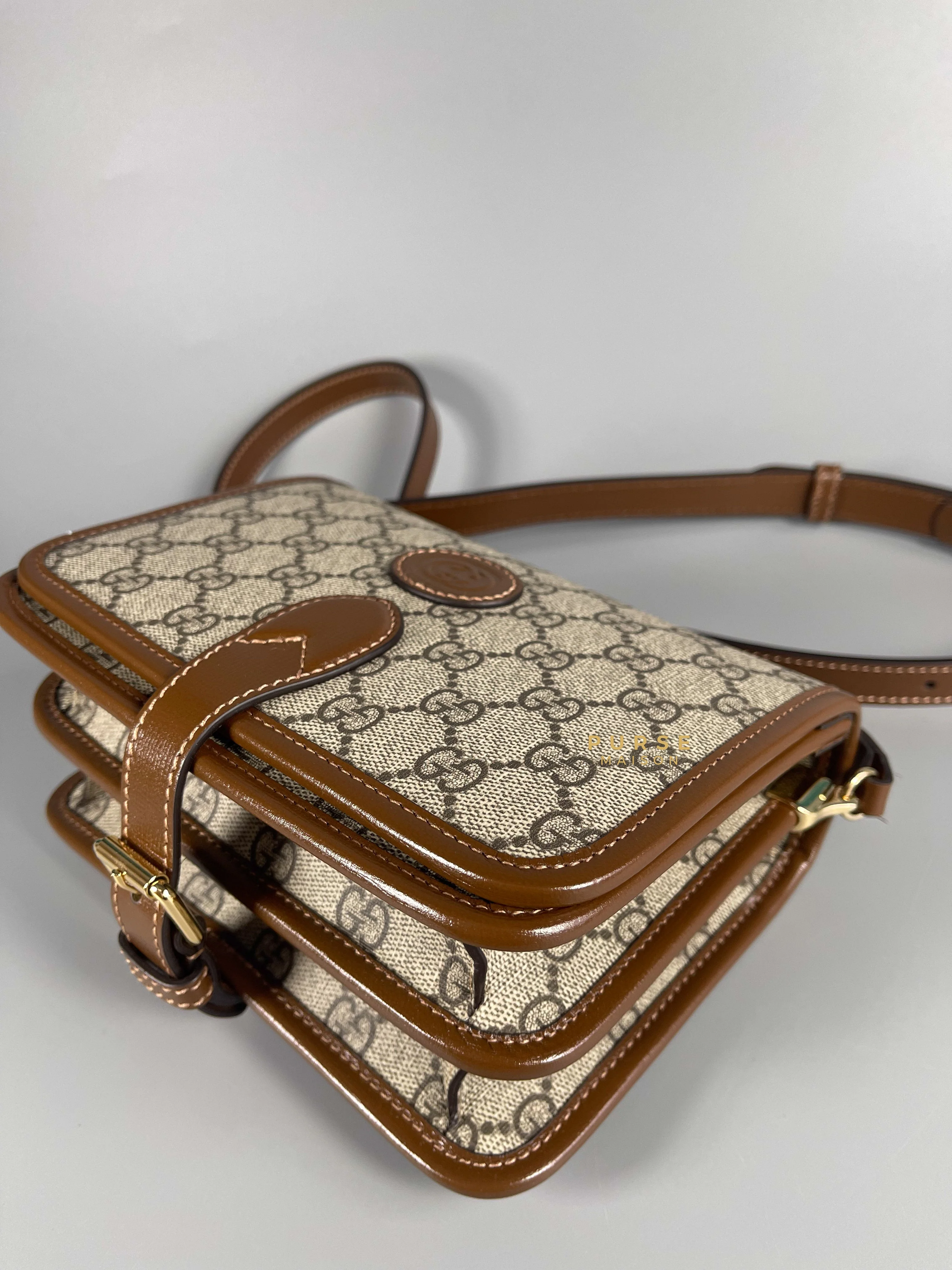 Gucci Gucci GG Supreme Azalea Calfskin Mini Retro Interlocking G Flap For Men - Image 9