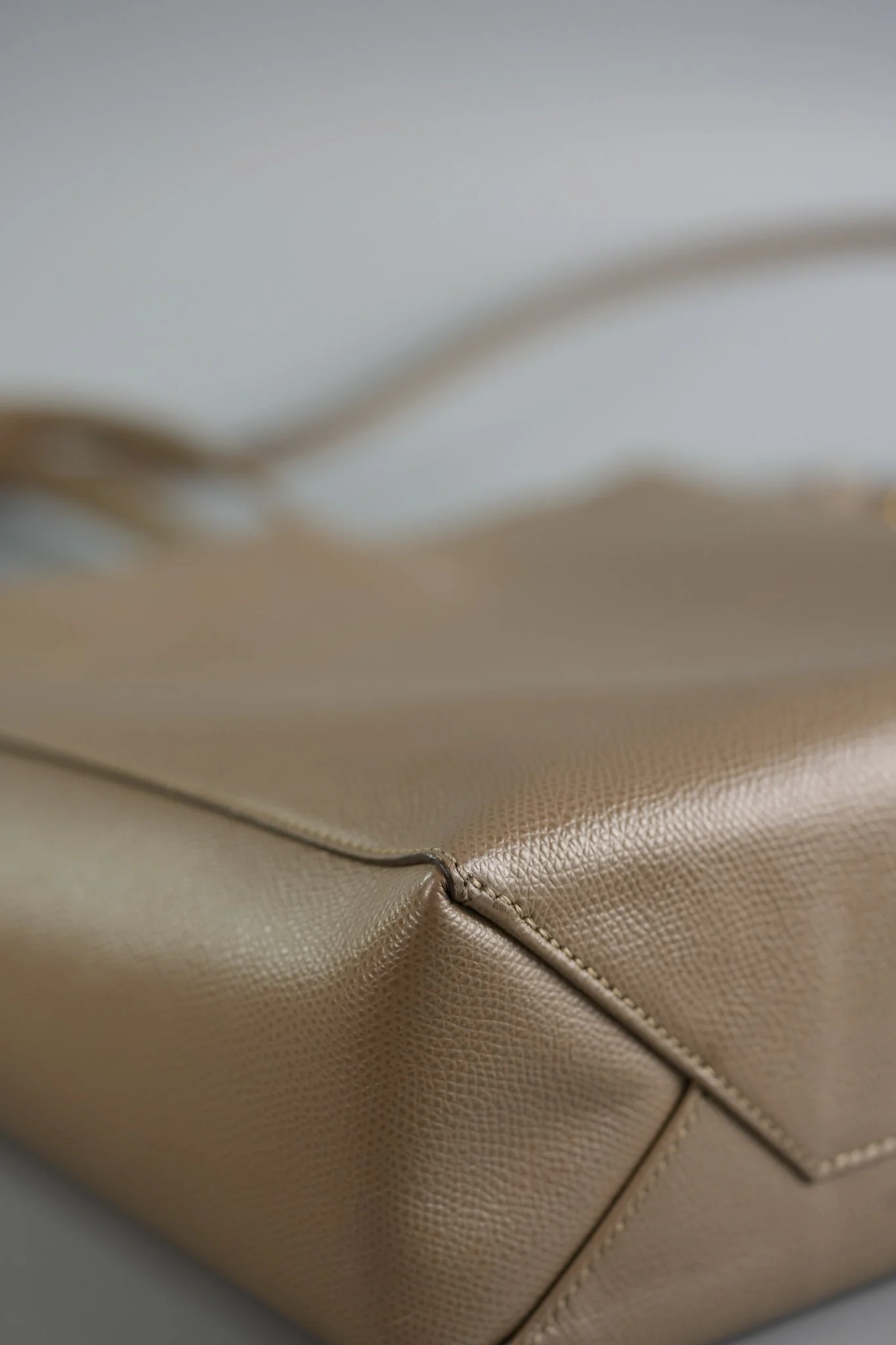 Celine Vertical Cabas Tote Bag in Dark Beige Grained Calfskin - Image 10