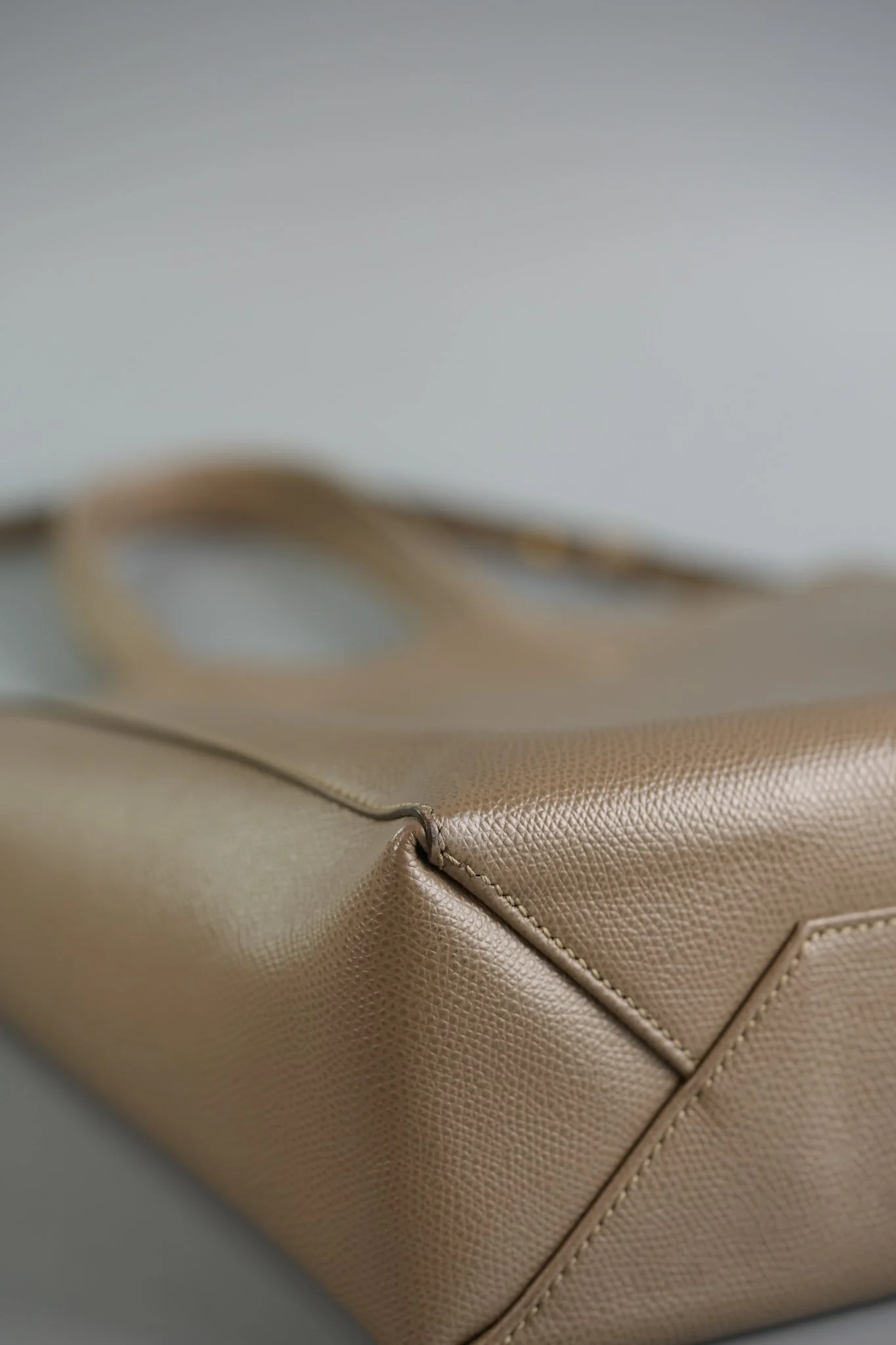 Celine Vertical Cabas Tote Bag in Dark Beige Grained Calfskin - Image 11