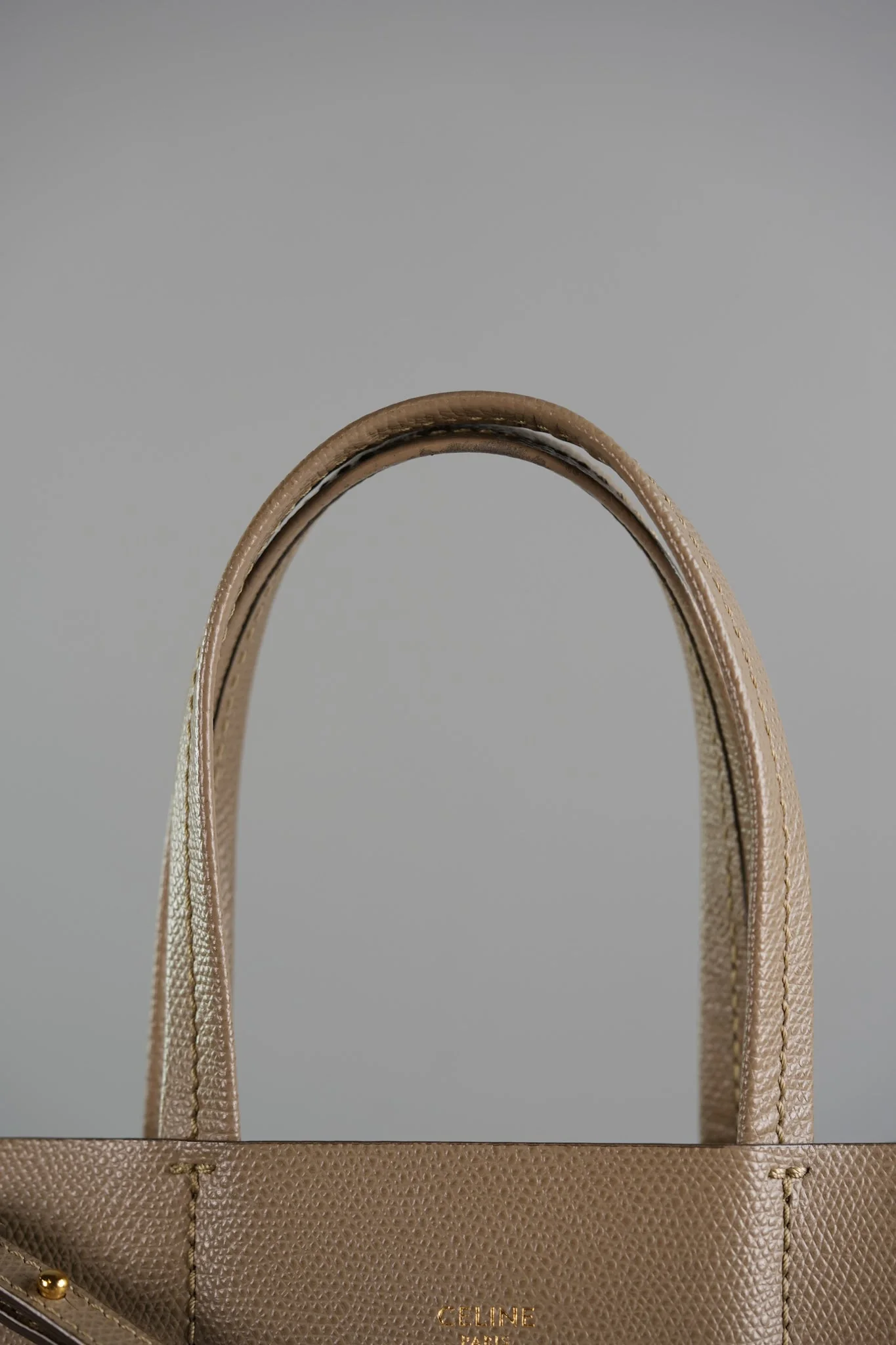 Celine Vertical Cabas Tote Bag in Dark Beige Grained Calfskin - Image 13