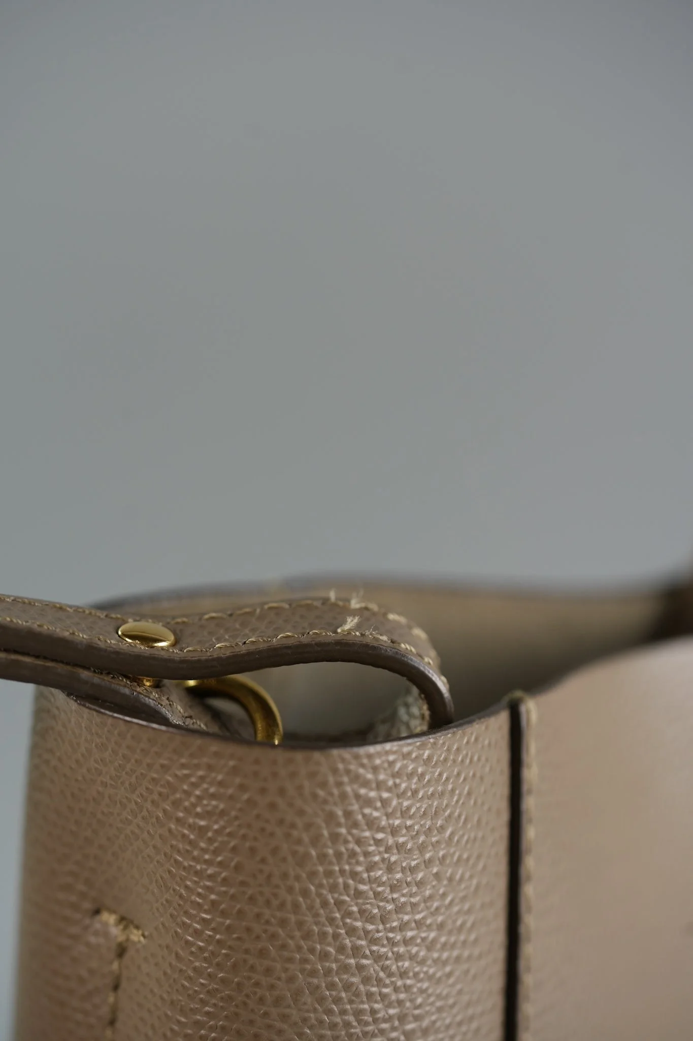 Celine Vertical Cabas Tote Bag in Dark Beige Grained Calfskin - Image 16