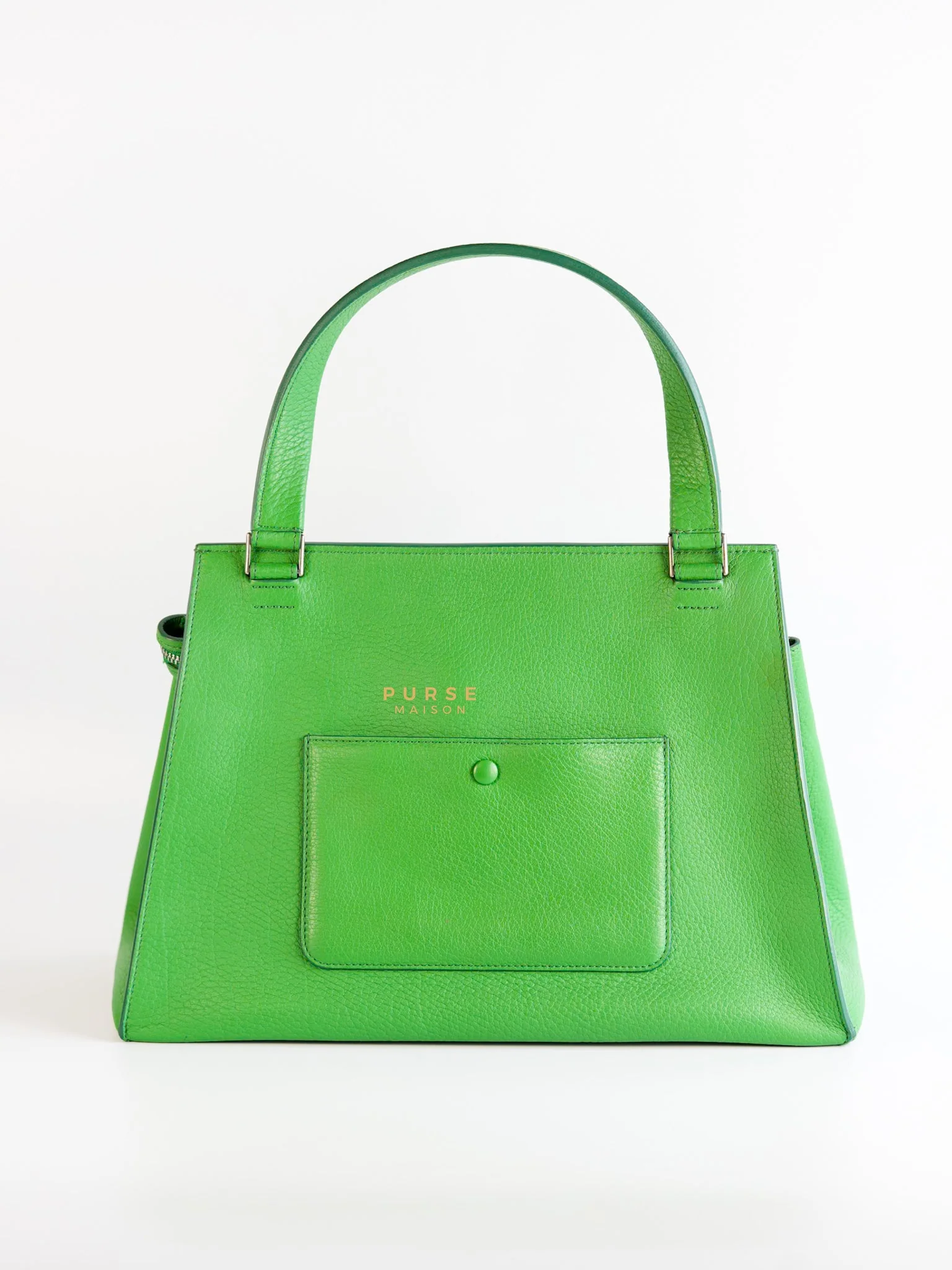 Celine Edge Medium Hand Bag in Green Leather - Image 4