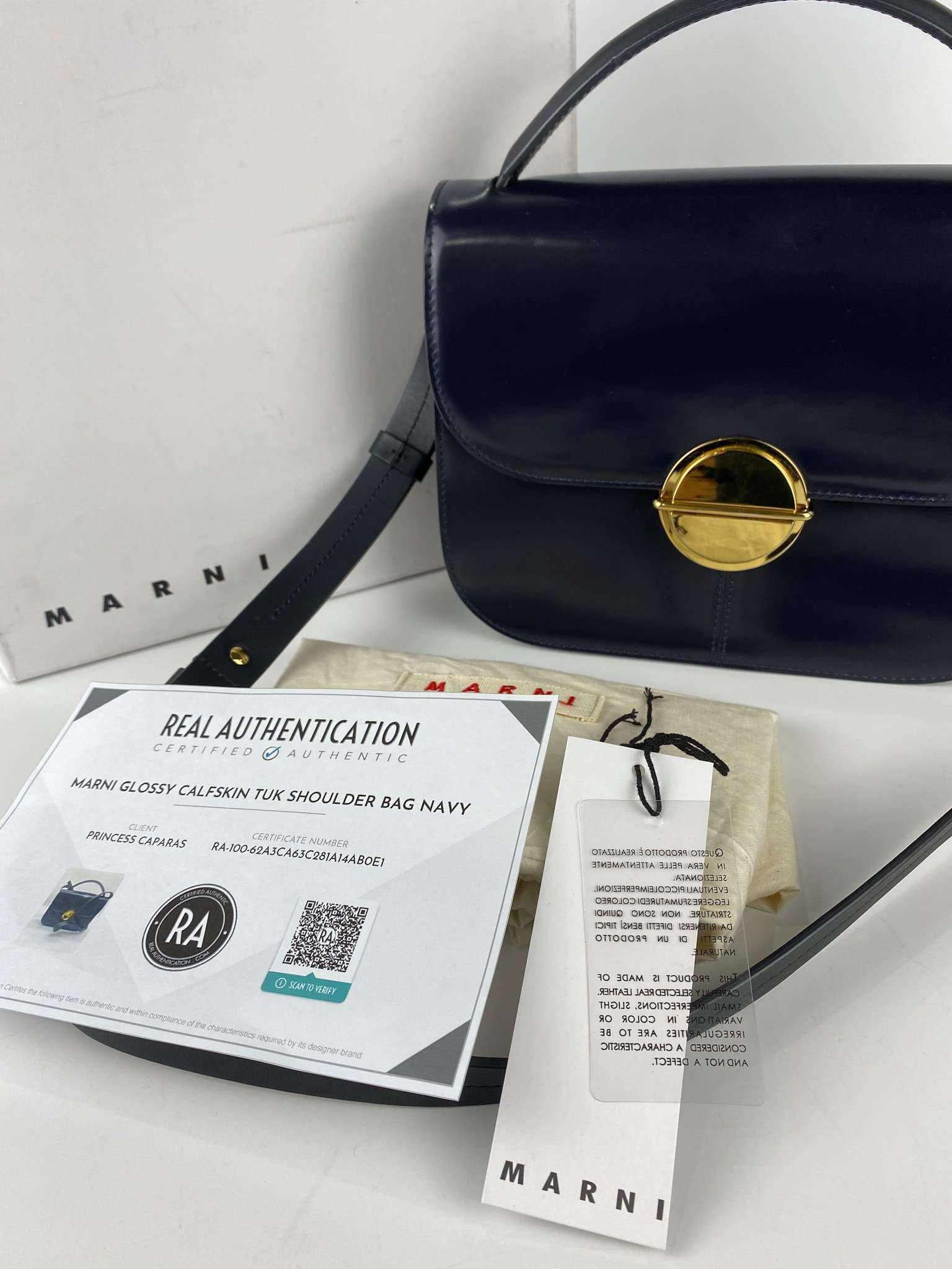 Marni Marni Glossy Calfskin Tuk navy blue - Image 22