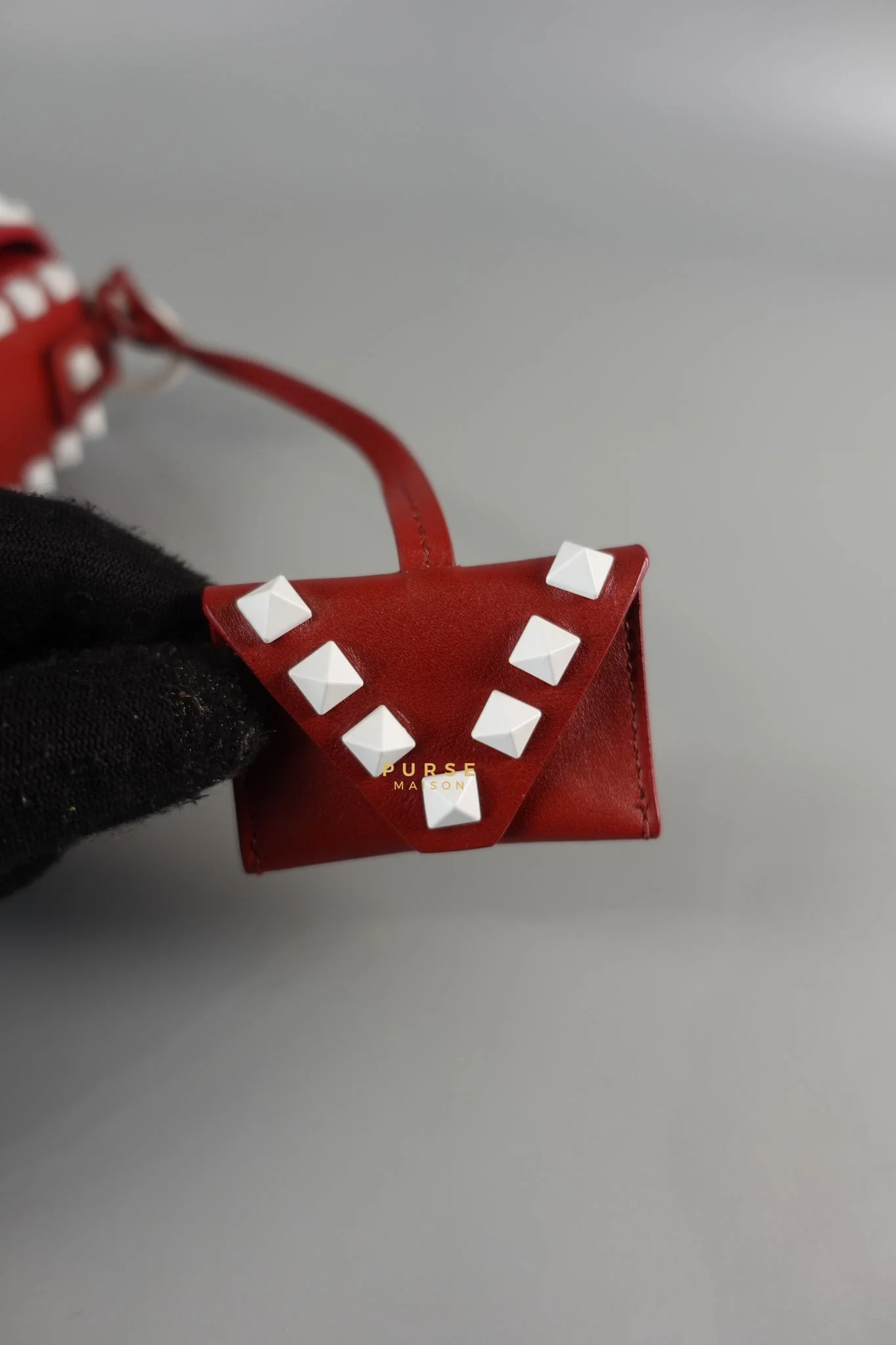 Valentino Rockstud Halfmoon Saddle in Red/White Vitello Colorblock Bag - Image 26
