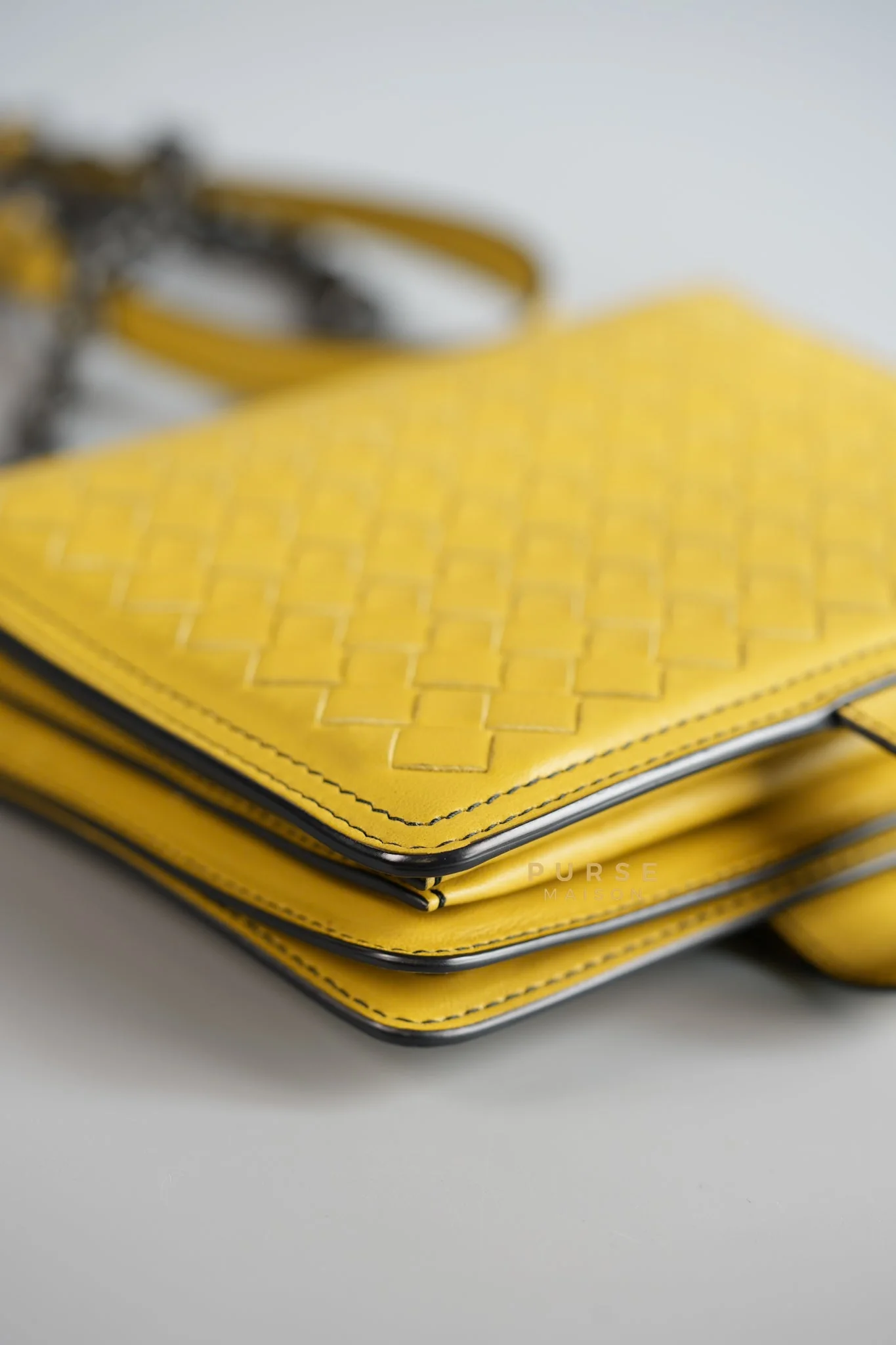Bottega Veneta Mini Runway in Yellow Intrecciato Leather Shoulder Bag - Image 9