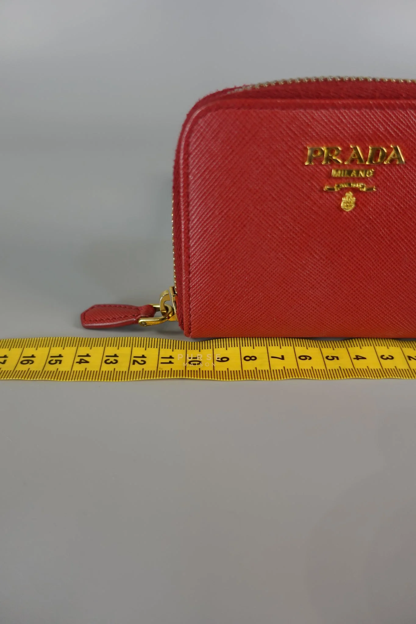 Prada Zipped Cardholder in Red Leather - Image 20