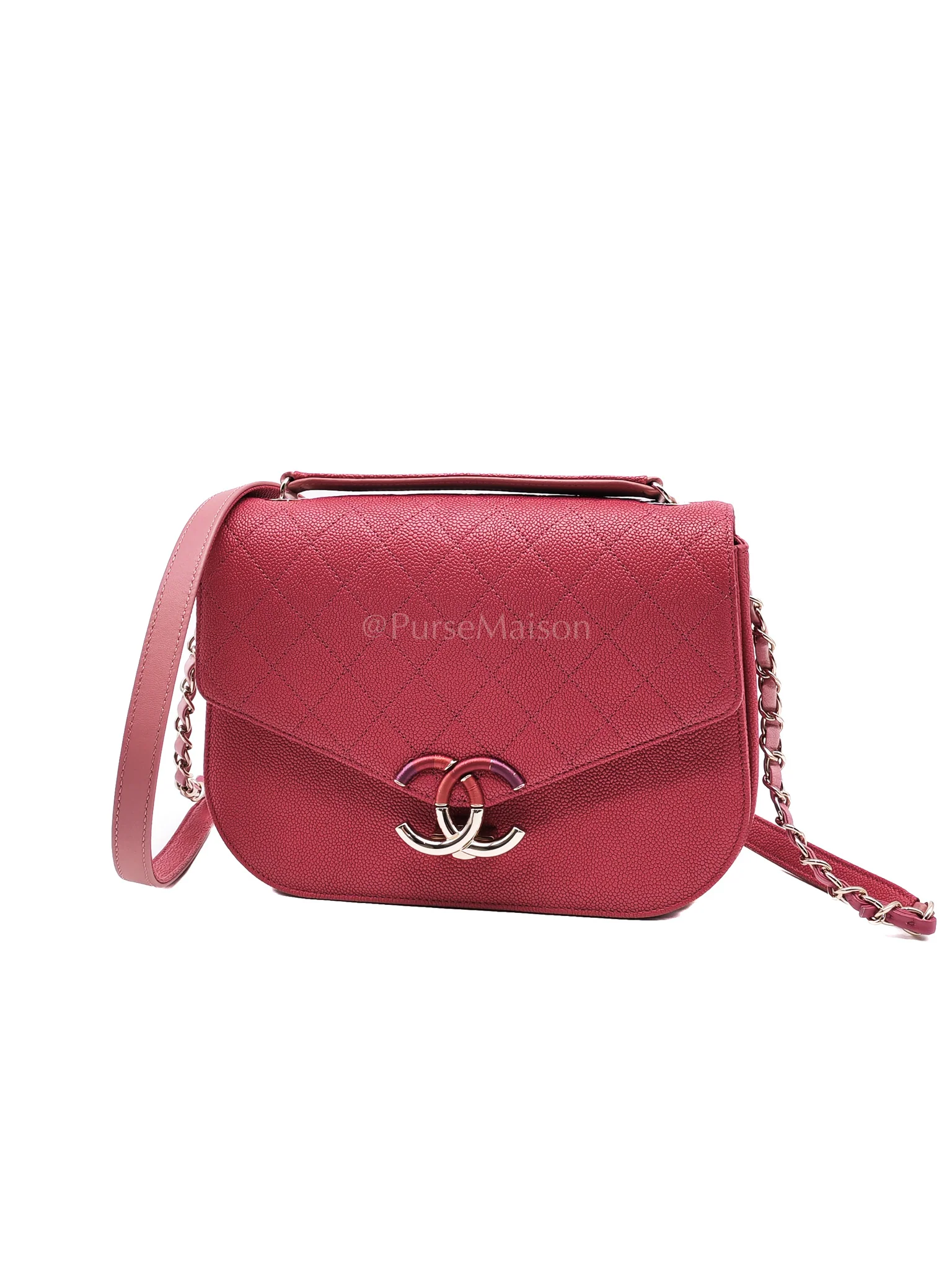 Chanel Paris-Cuba Thread Around Flap in Red Caviar Leather and Light Gold Hardware Series 25 - Image 3