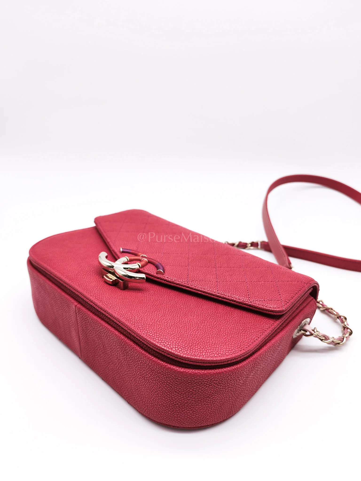 Chanel Paris-Cuba Thread Around Flap in Red Caviar Leather and Light Gold Hardware Series 25 - Image 9