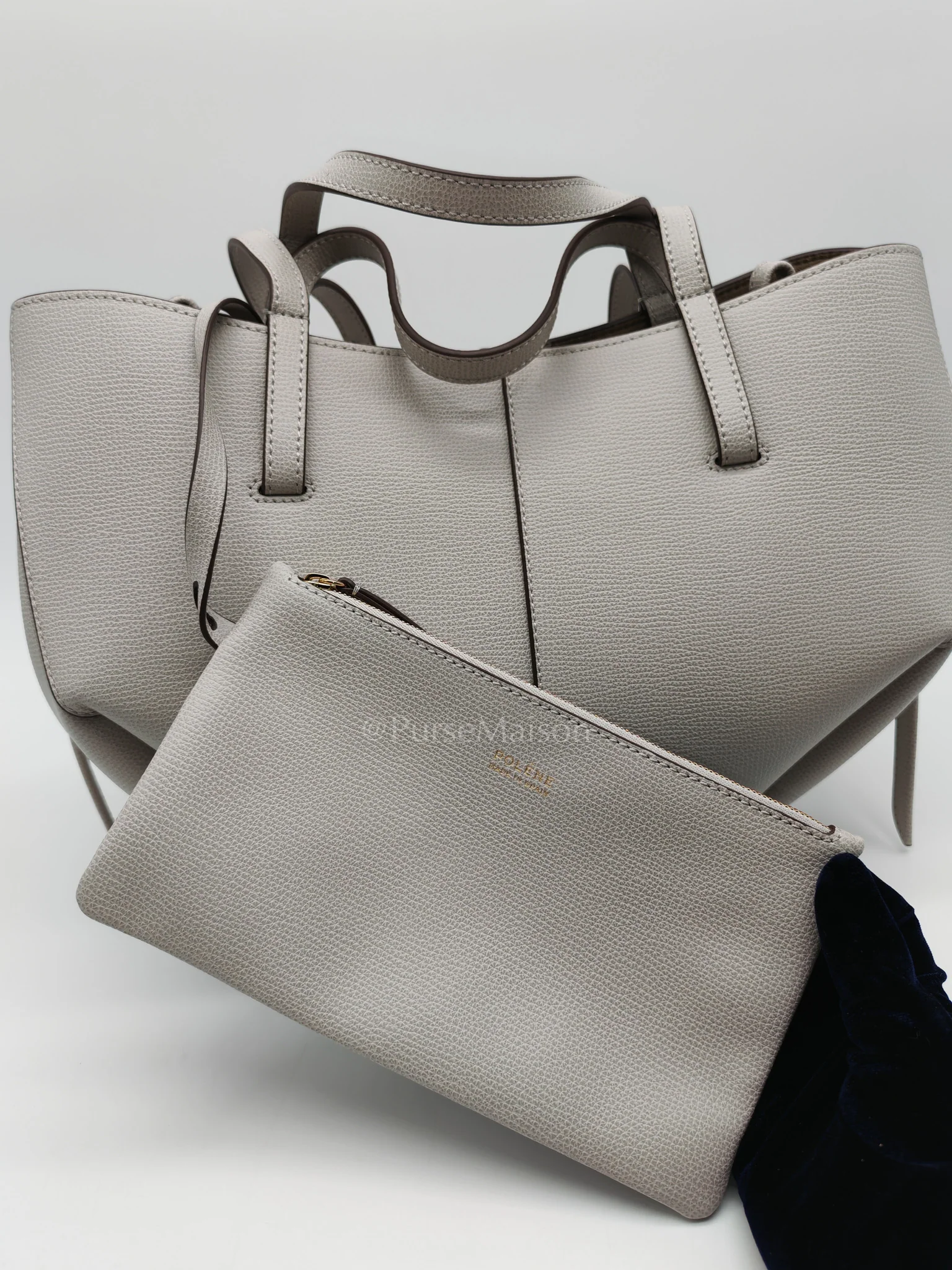 Polene Cyme Mini in Mist Graine Leather Tote Bag - Image 10