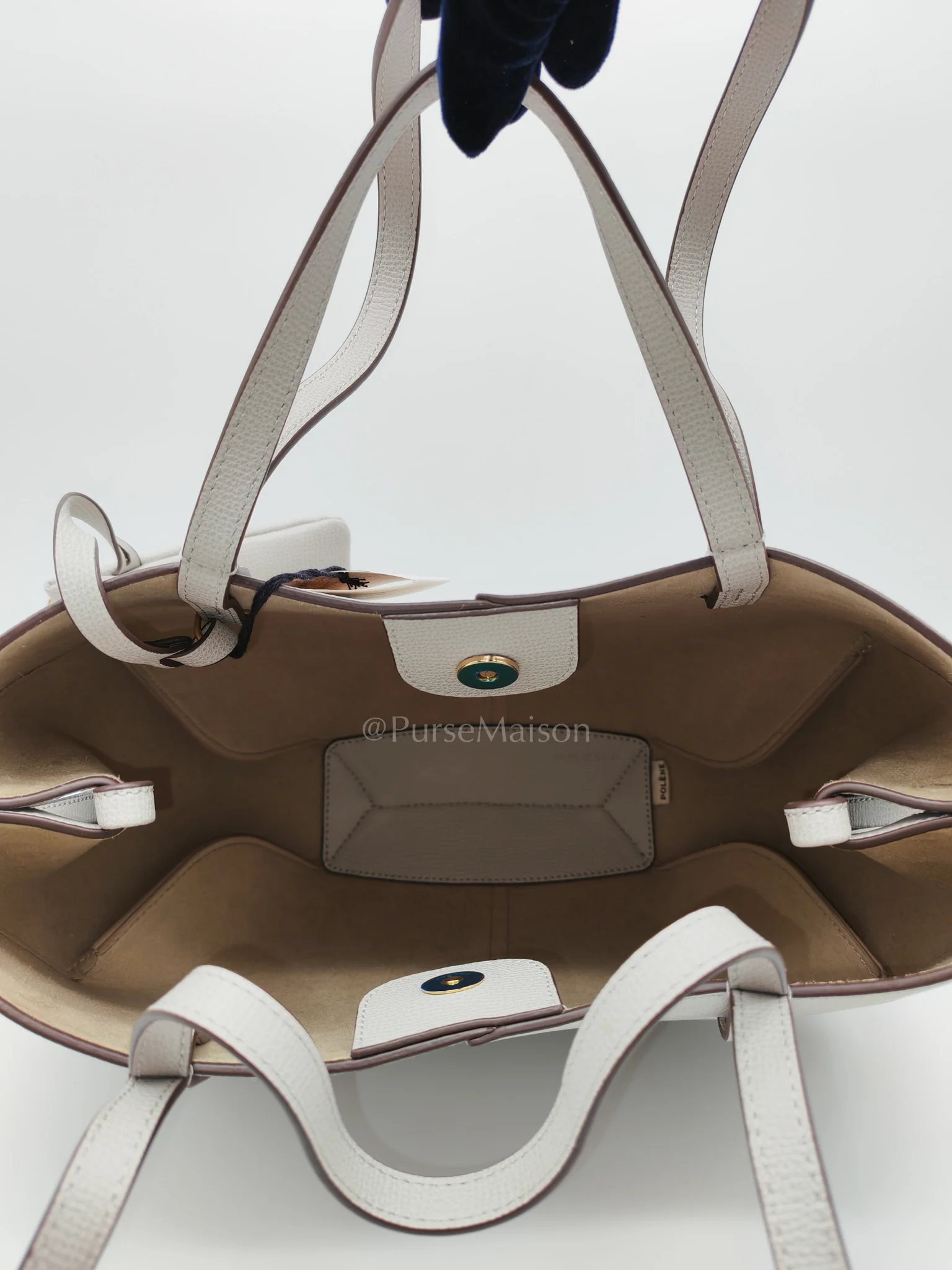 Polene Cyme Mini in Mist Graine Leather Tote Bag - Image 17