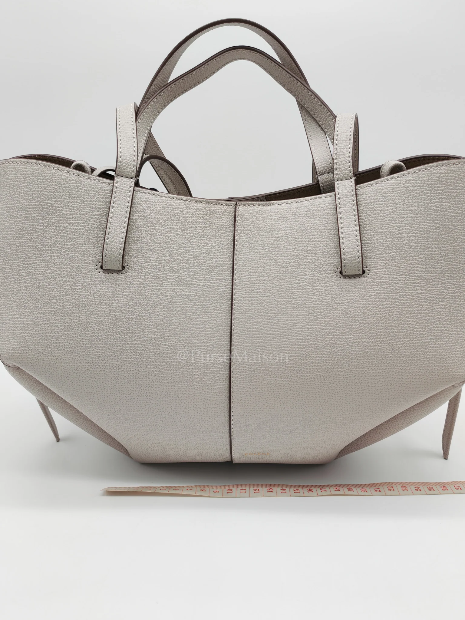 Polene Cyme Mini in Mist Graine Leather Tote Bag - Image 21