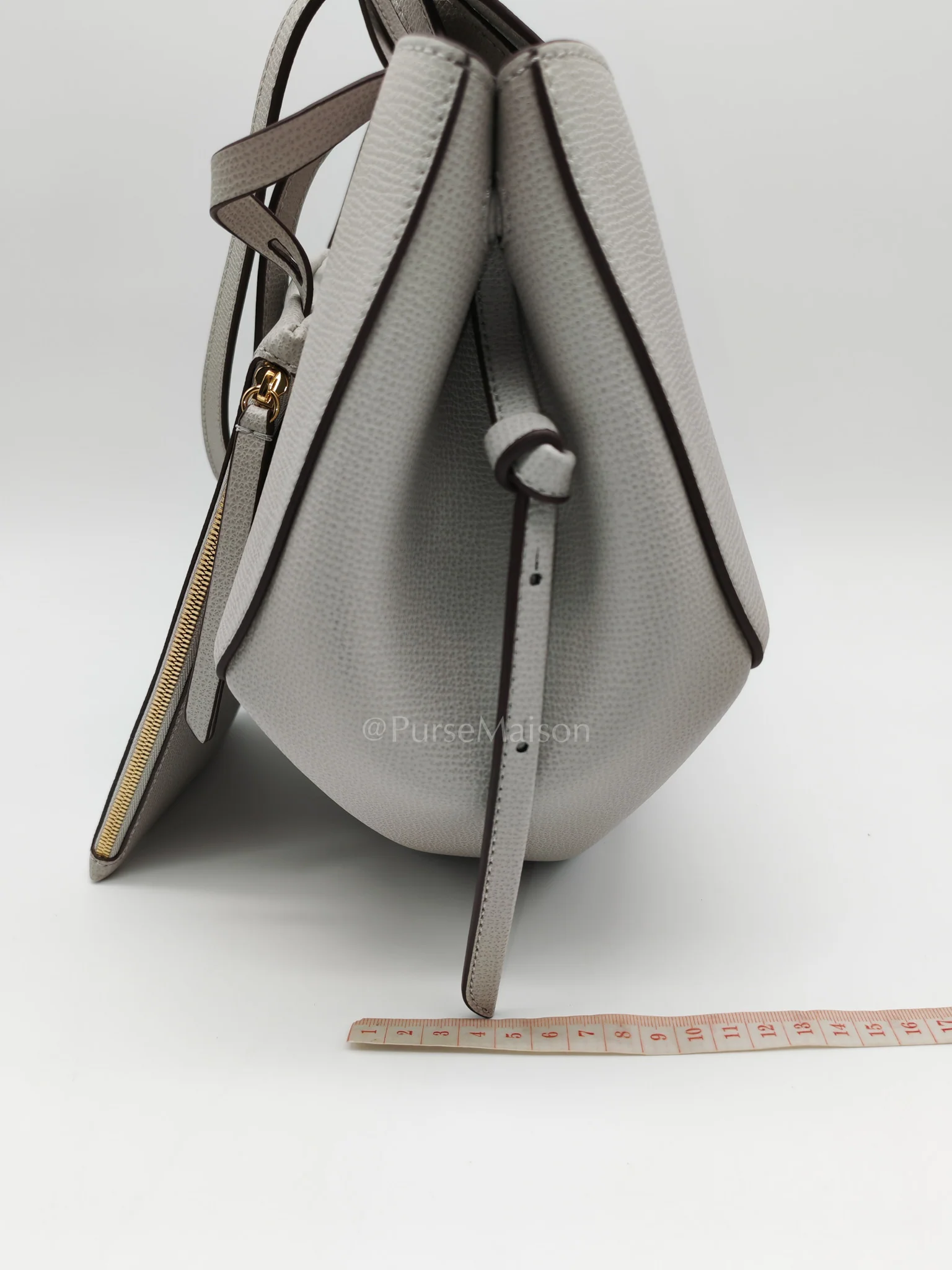 Polene Cyme Mini in Mist Graine Leather Tote Bag - Image 23