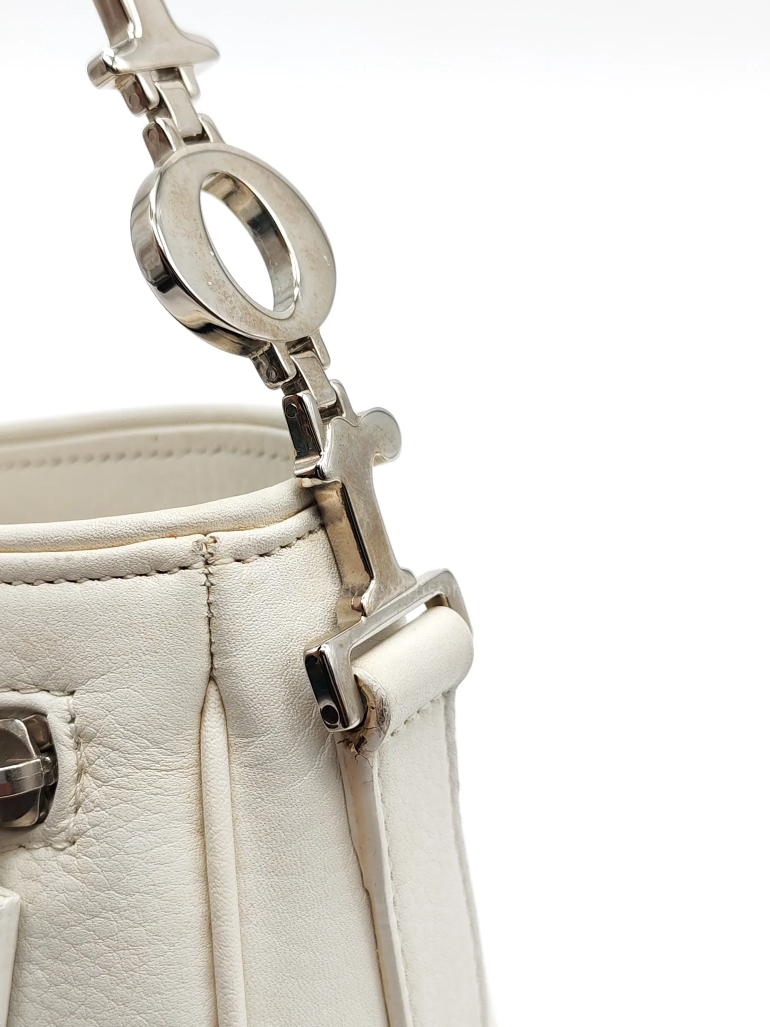 Christian Dior D Charm Pochette Shoulder Bag in White & Silver Hardware - Image 19