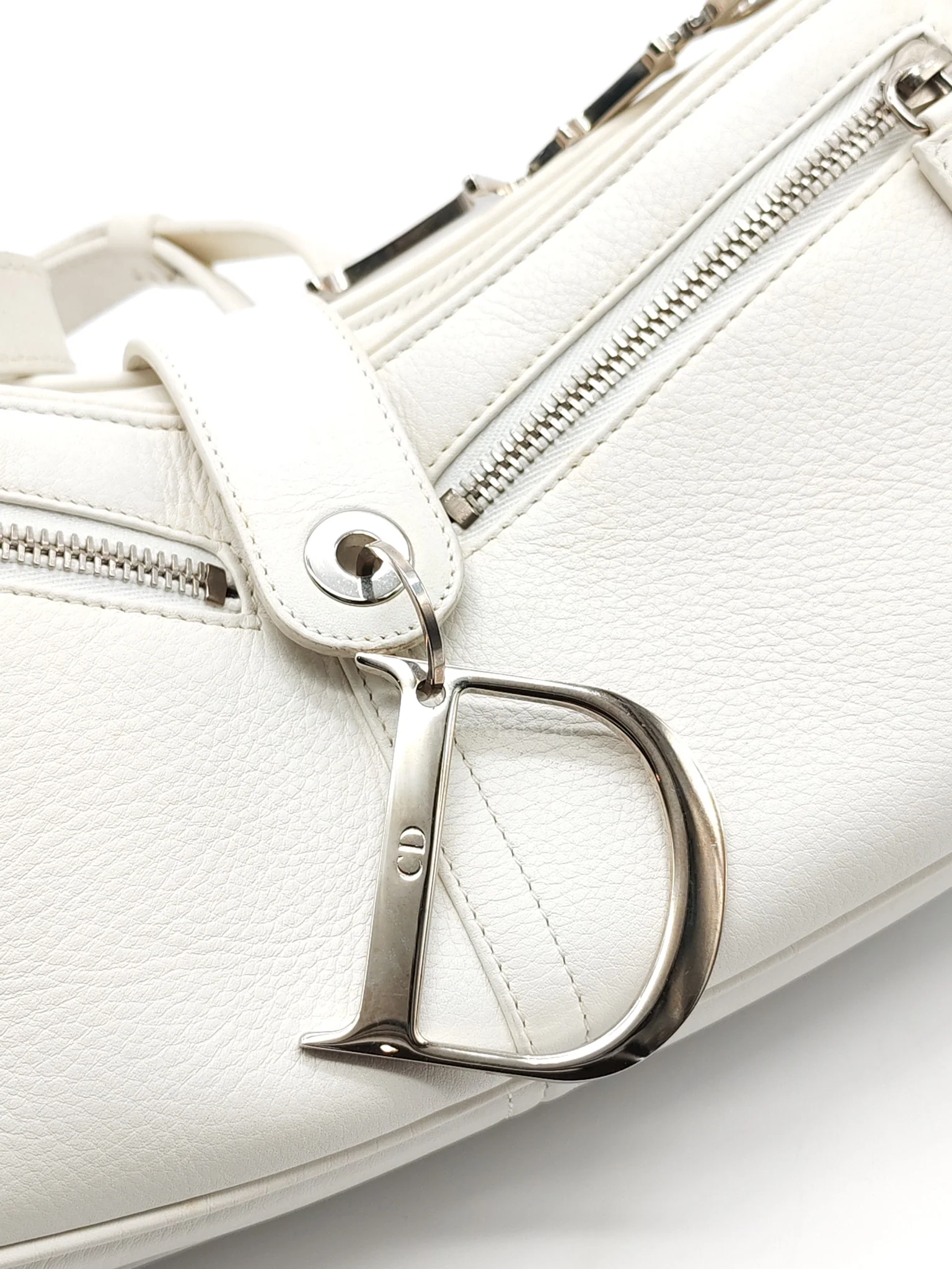 Christian Dior D Charm Pochette Shoulder Bag in White & Silver Hardware - Image 26