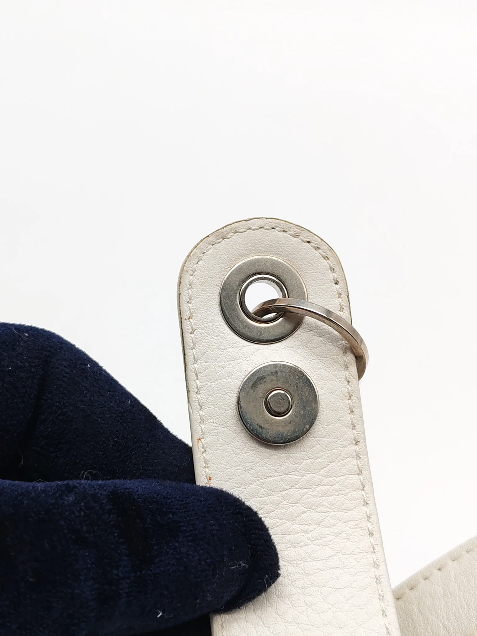 Christian Dior D Charm Pochette Shoulder Bag in White & Silver Hardware - Image 34