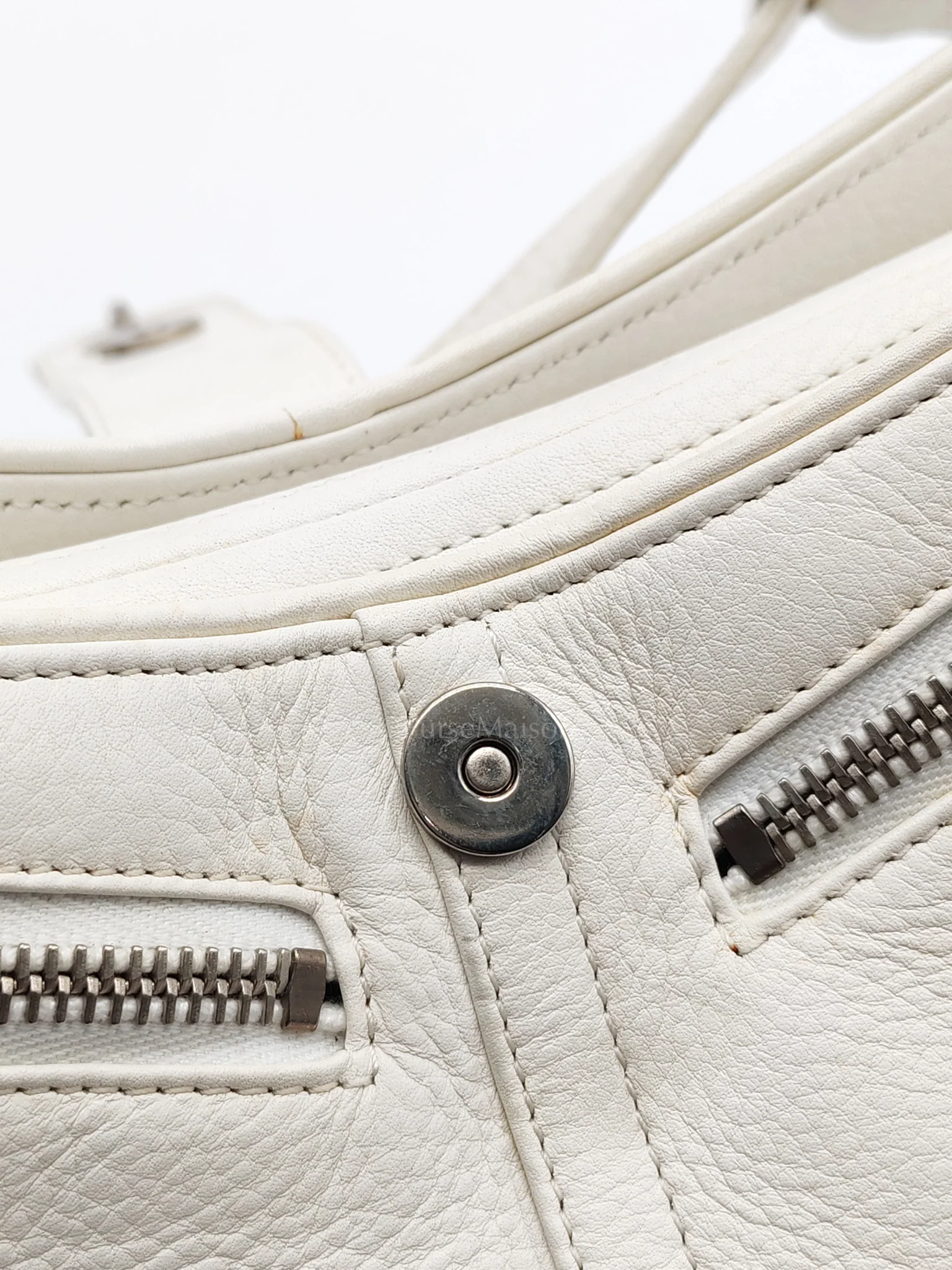 Christian Dior D Charm Pochette Shoulder Bag in White & Silver Hardware - Image 35