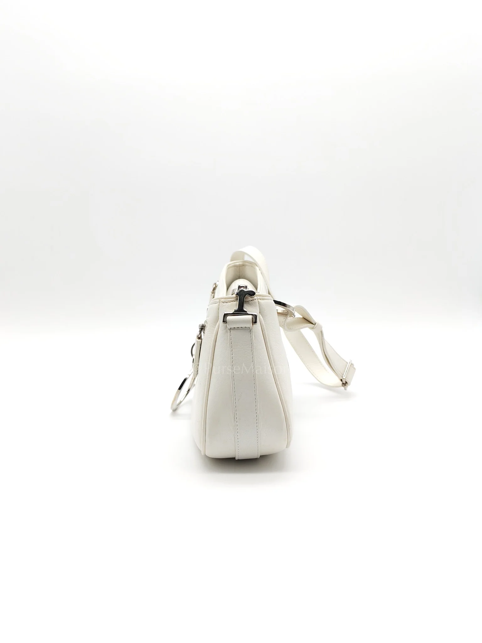 Christian Dior D Charm Pochette Shoulder Bag in White & Silver Hardware - Image 5