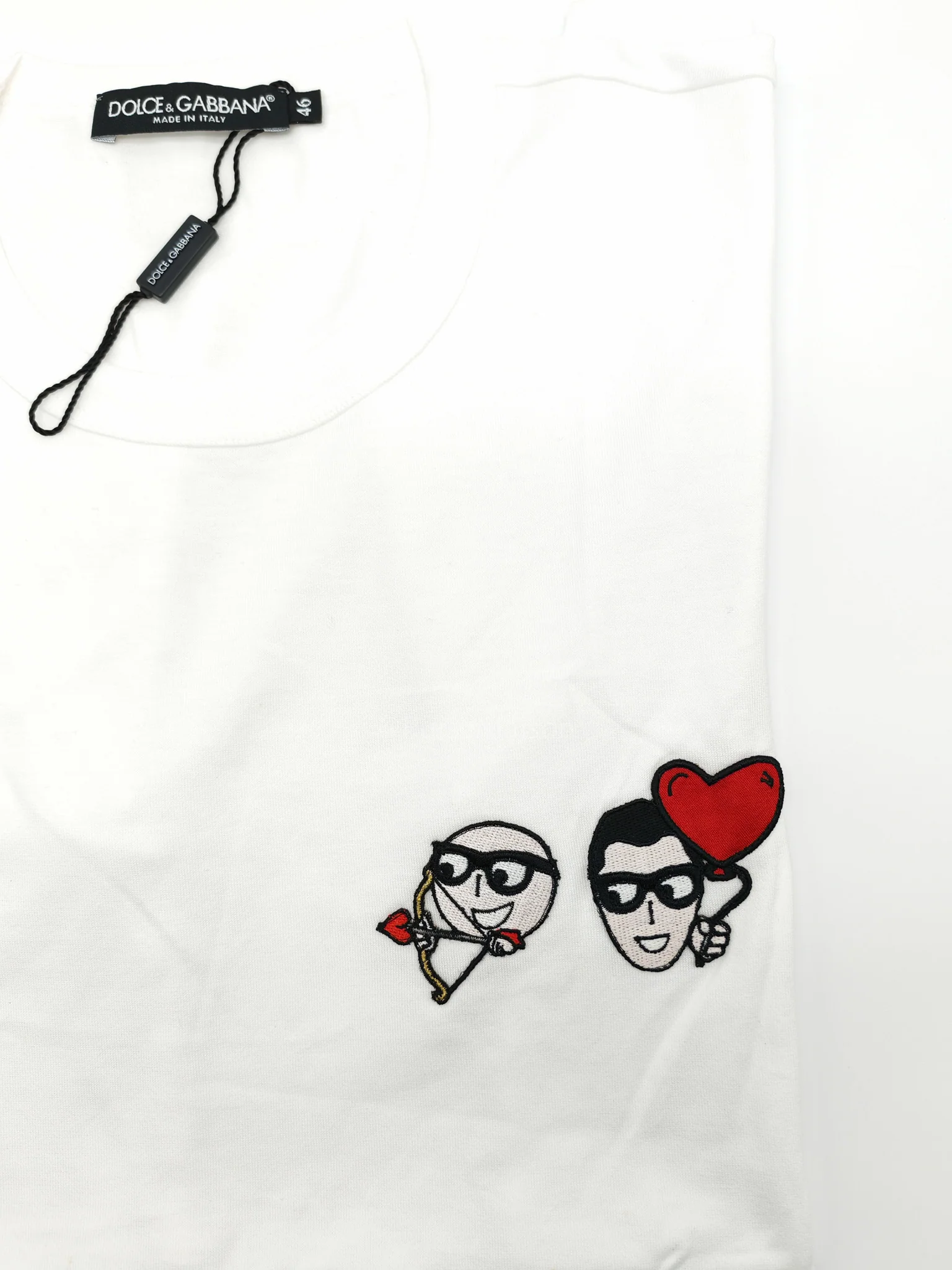 Dolce & Gabbana Cupid Heart White T-shirt for Men Size 46 - Image 3