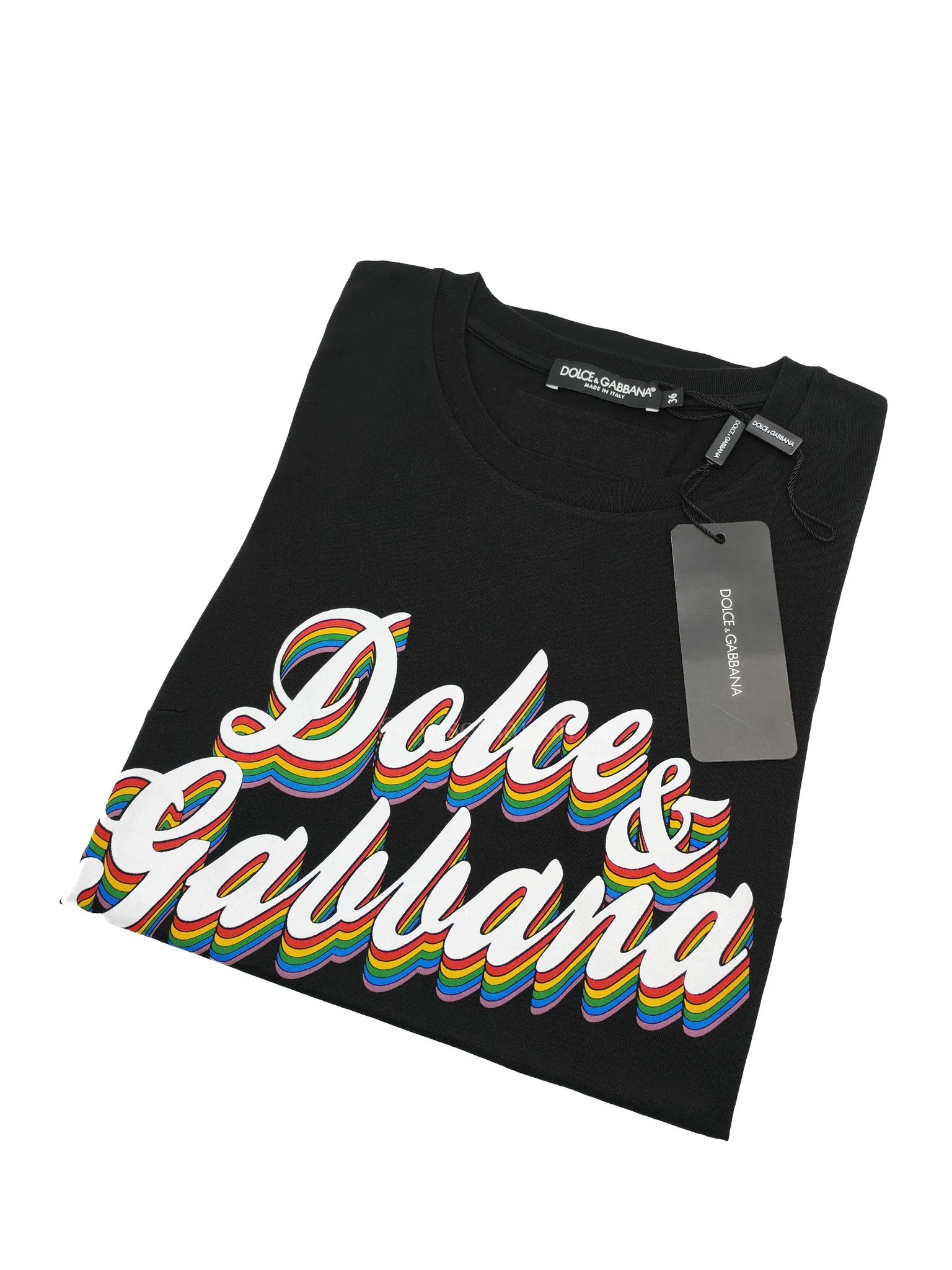Dolce & Gabbana Rainbow Logo Print T-Shirt Women Size 36