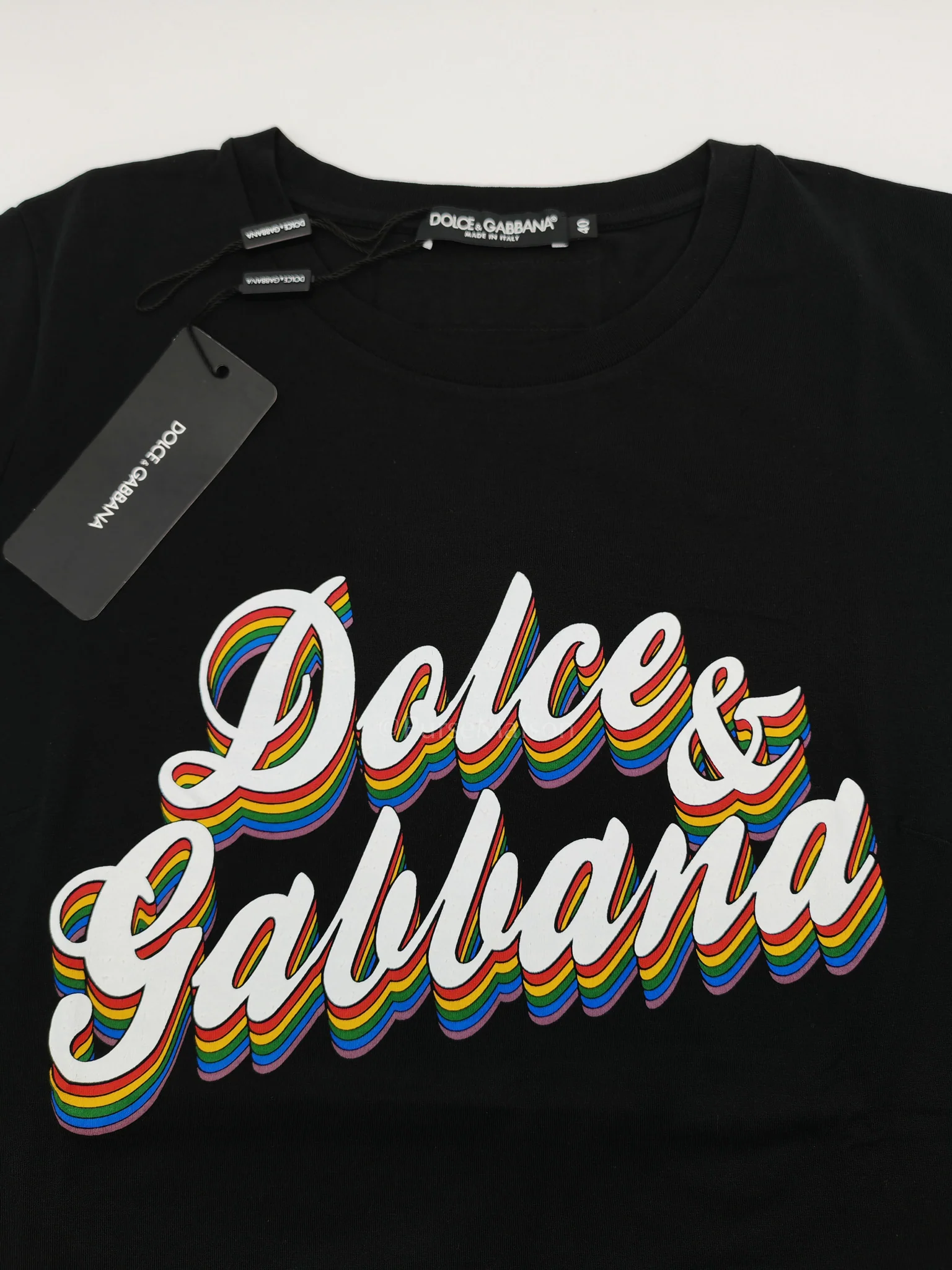 Dolce & Gabbana Rainbow Logo Print T-Shirt Women Size 40 - Image 3