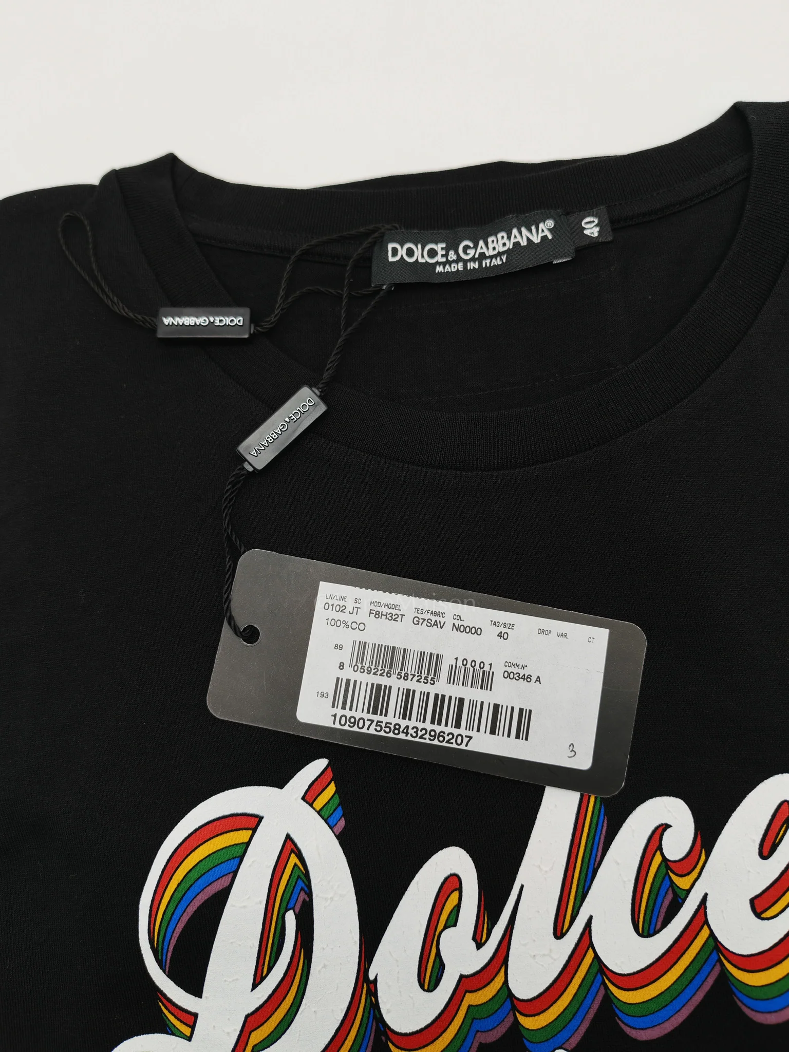 Dolce & Gabbana Rainbow Logo Print T-Shirt Women Size 40 - Image 4