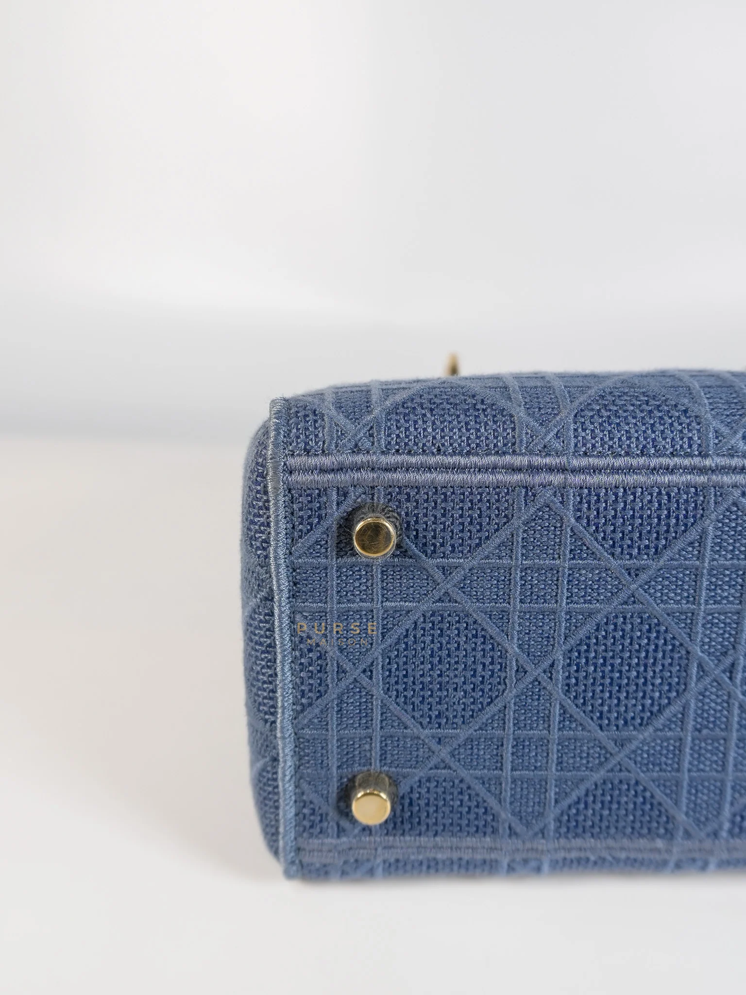 Christian Dior Lady Dior D-Lite Blue Medium Embroidered Cannage Quilt Canvas - Image 11