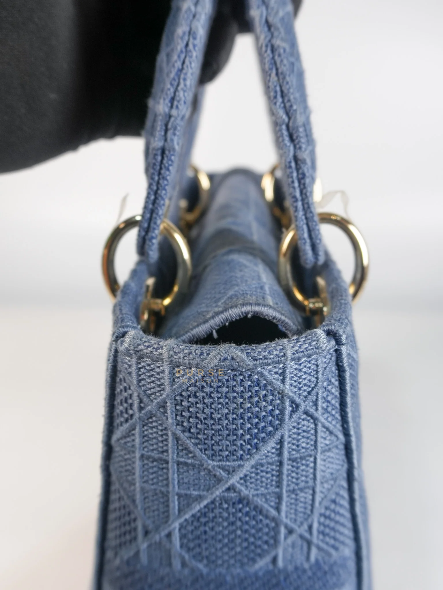 Christian Dior Lady Dior D-Lite Blue Medium Embroidered Cannage Quilt Canvas - Image 23