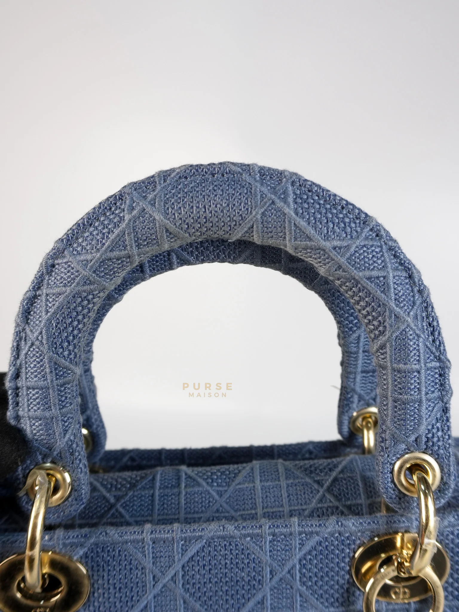 Christian Dior Lady Dior D-Lite Blue Medium Embroidered Cannage Quilt Canvas - Image 24