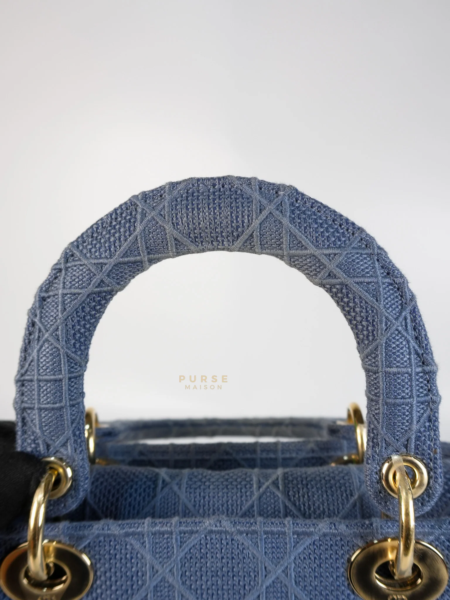 Christian Dior Lady Dior D-Lite Blue Medium Embroidered Cannage Quilt Canvas - Image 25