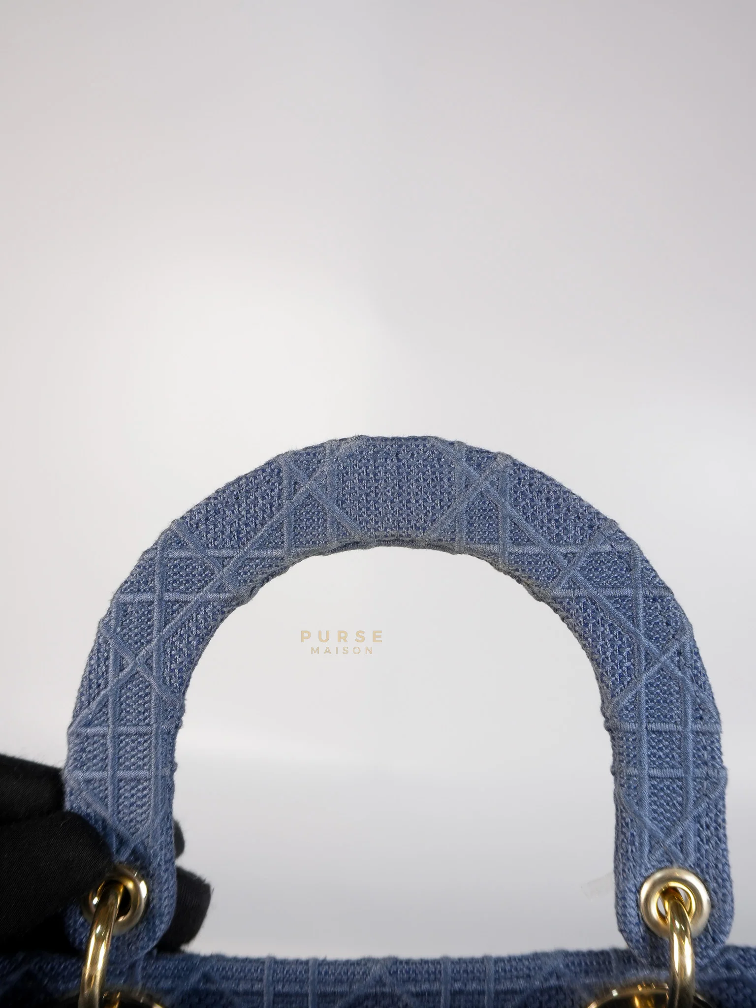 Christian Dior Lady Dior D-Lite Blue Medium Embroidered Cannage Quilt Canvas - Image 26