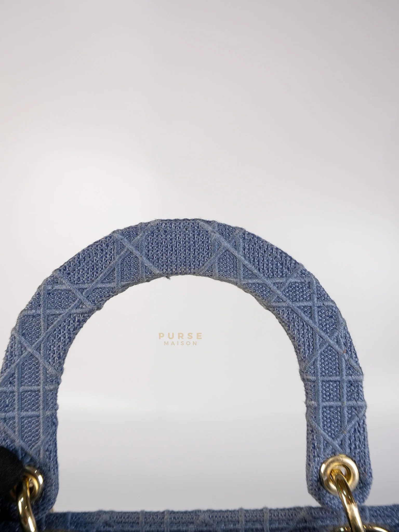 Christian Dior Lady Dior D-Lite Blue Medium Embroidered Cannage Quilt Canvas - Image 27