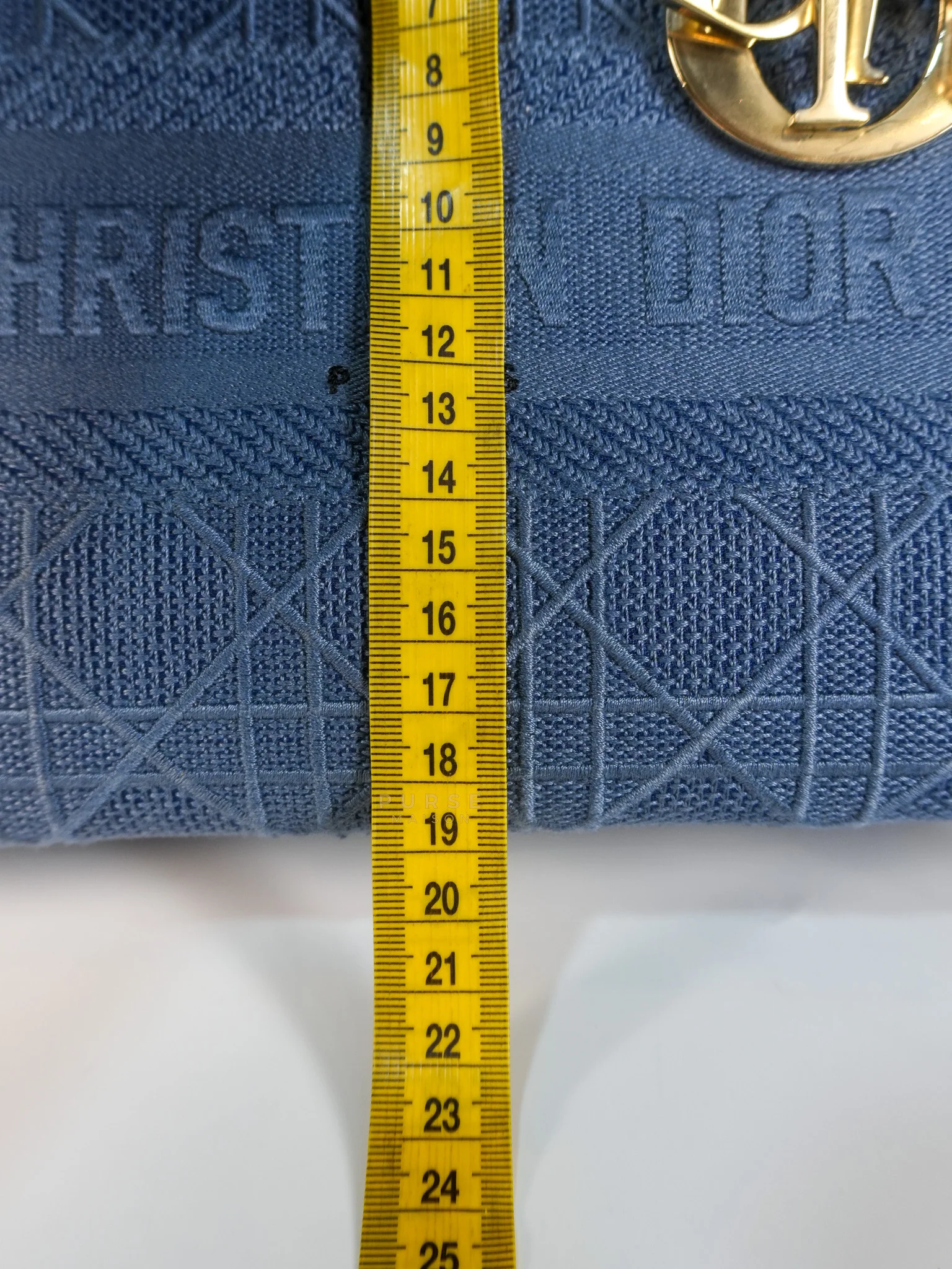 Christian Dior Lady Dior D-Lite Blue Medium Embroidered Cannage Quilt Canvas - Image 38