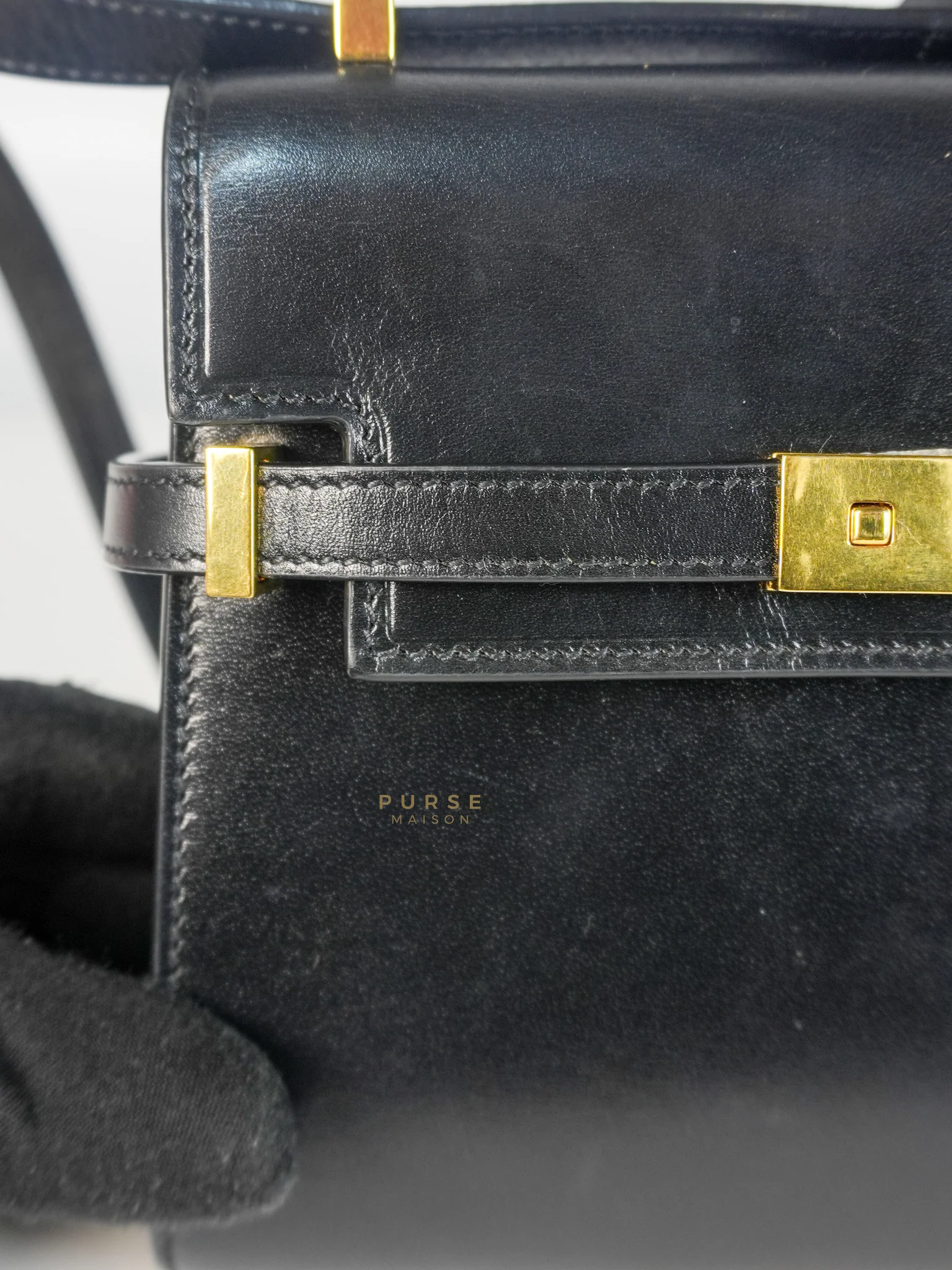 Yves Saint Laurent Mini Manhattan Bag in Black Smooth Leather and Gold Hardware - Image 18