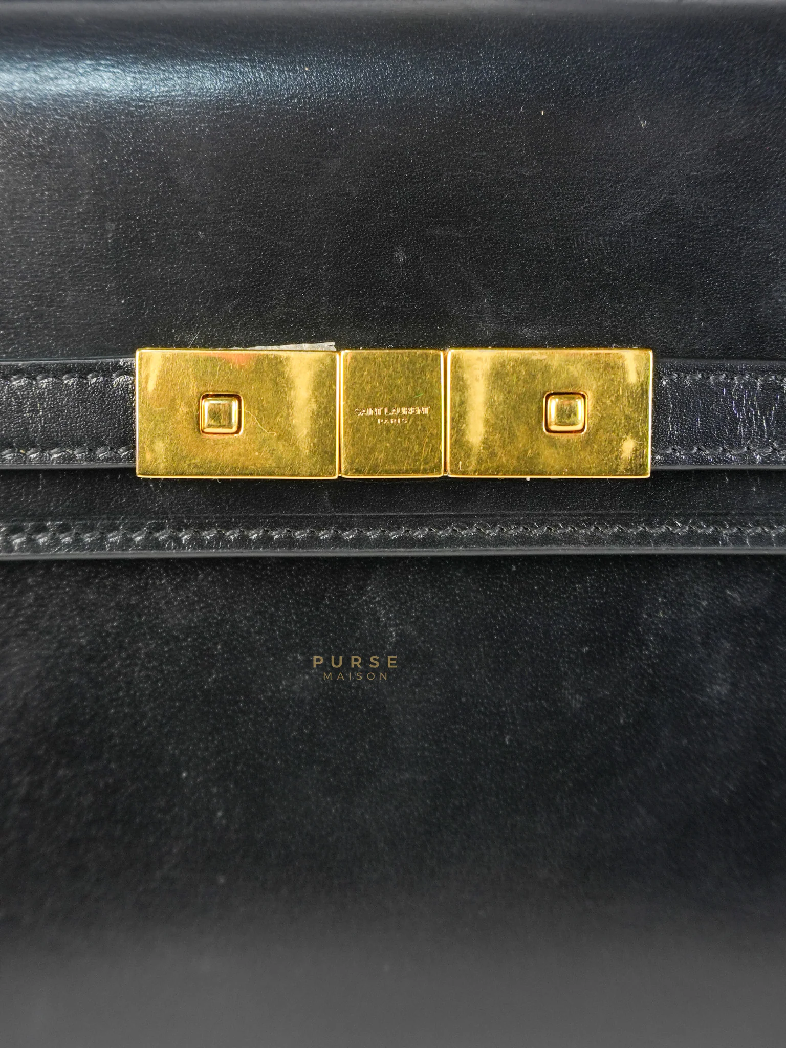 Yves Saint Laurent Mini Manhattan Bag in Black Smooth Leather and Gold Hardware - Image 21
