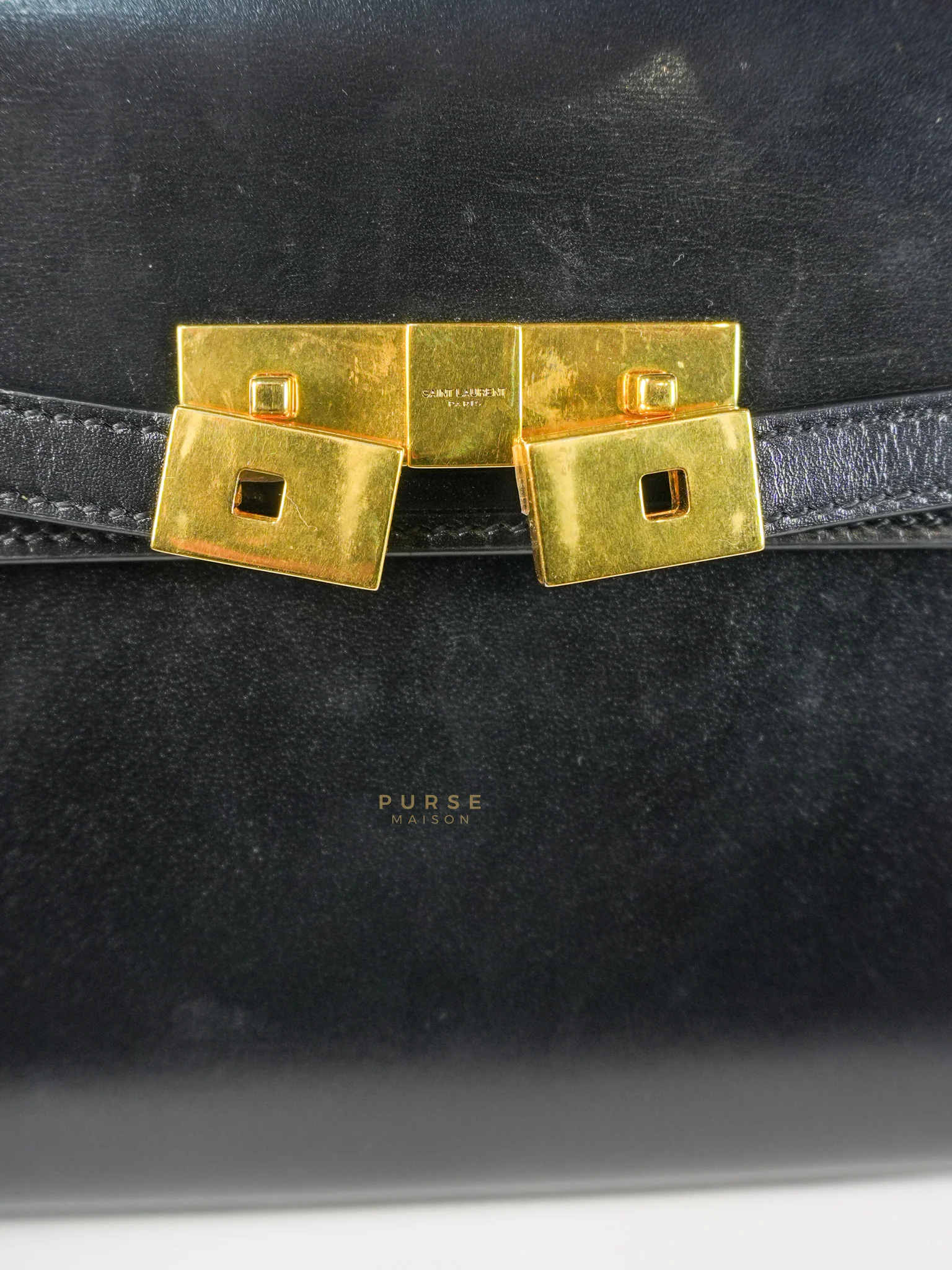 Yves Saint Laurent Mini Manhattan Bag in Black Smooth Leather and Gold Hardware - Image 24