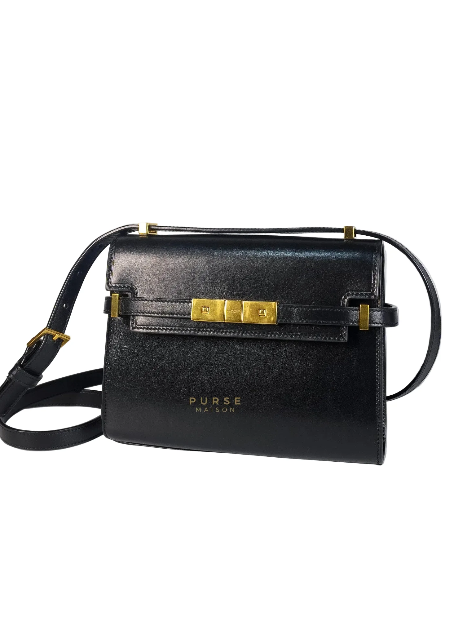 Yves Saint Laurent Mini Manhattan Bag in Black Smooth Leather and Gold Hardware - Image 3
