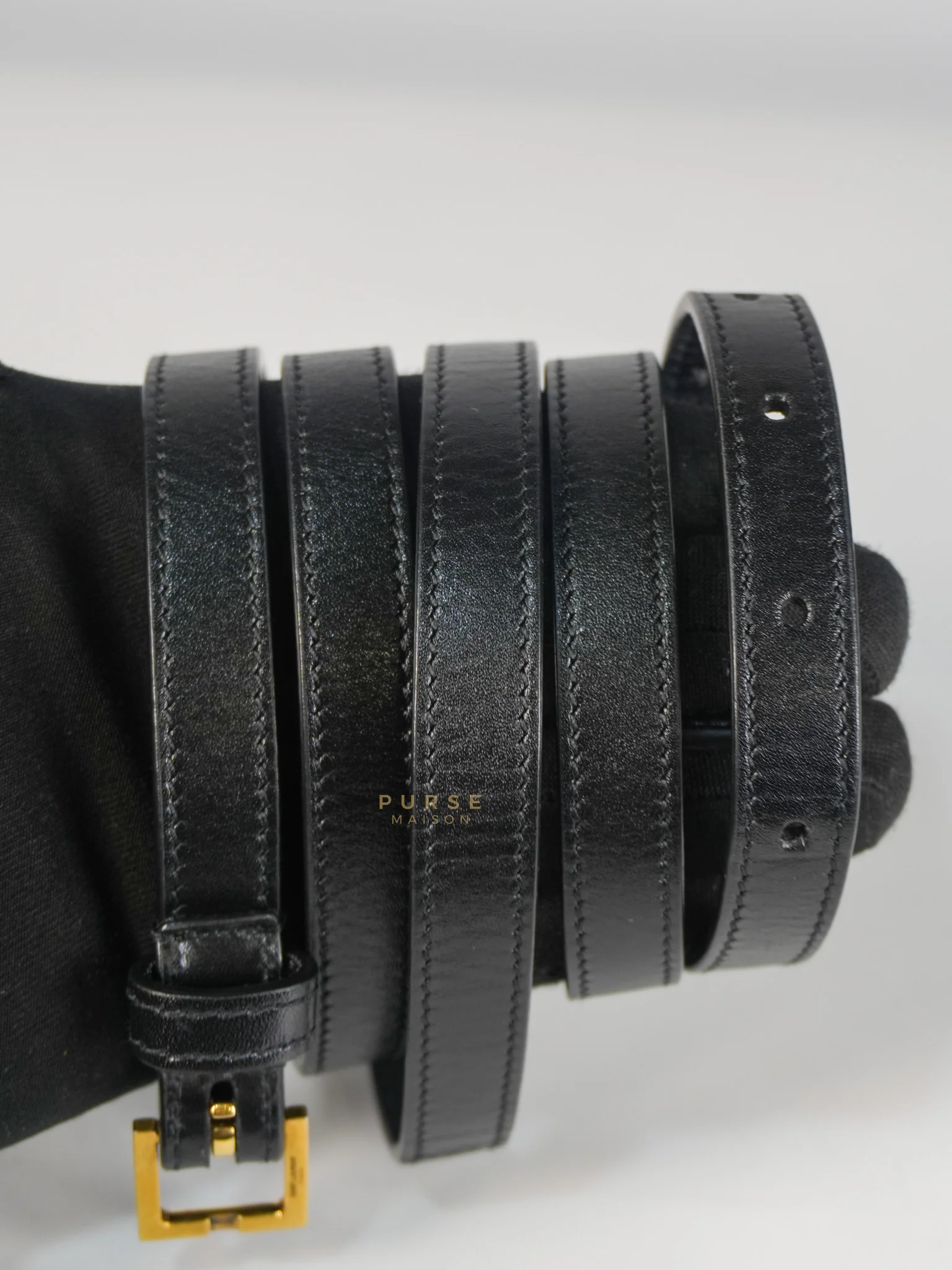 Yves Saint Laurent Mini Manhattan Bag in Black Smooth Leather and Gold Hardware - Image 33