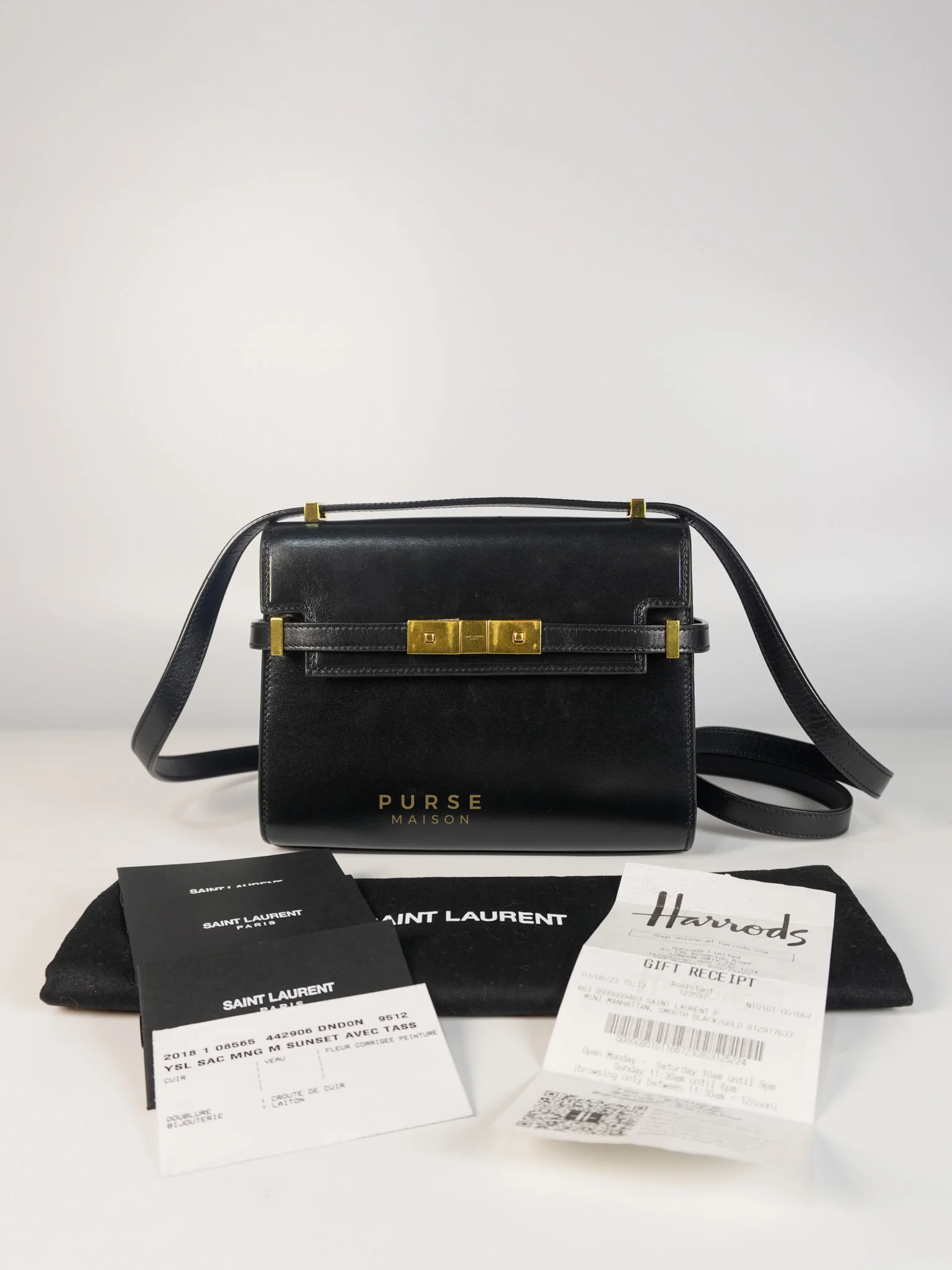 Yves Saint Laurent Mini Manhattan Bag in Black Smooth Leather and Gold Hardware - Image 37