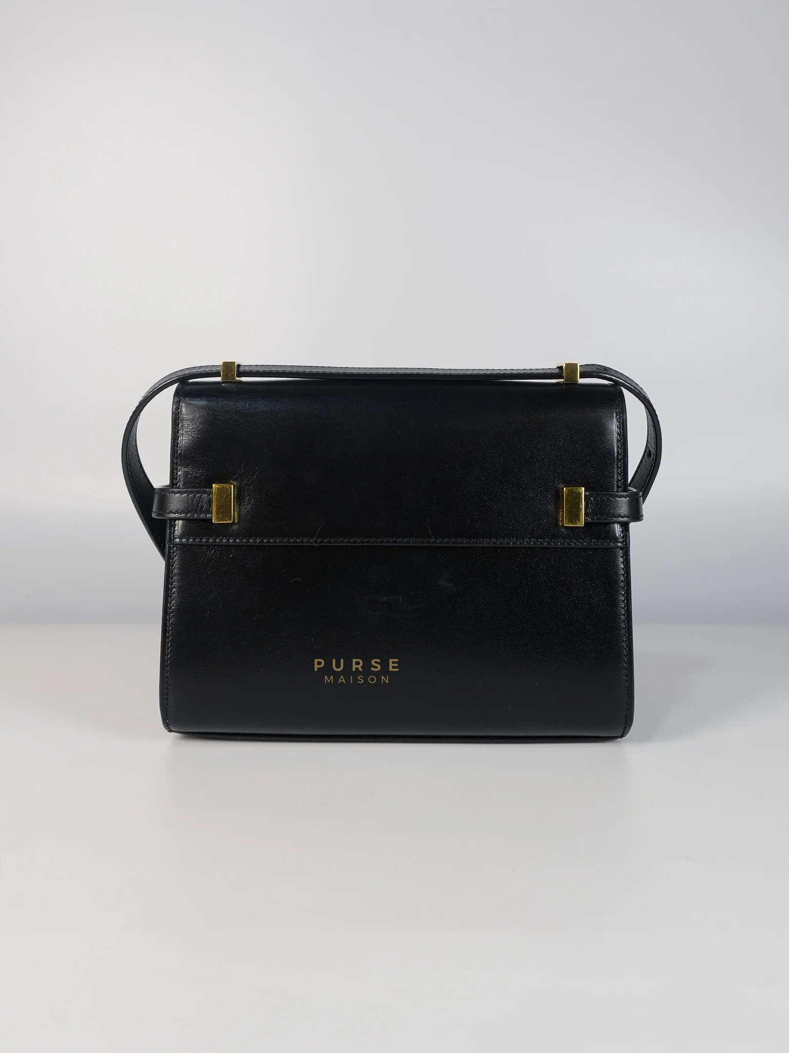 Yves Saint Laurent Mini Manhattan Bag in Black Smooth Leather and Gold Hardware - Image 4