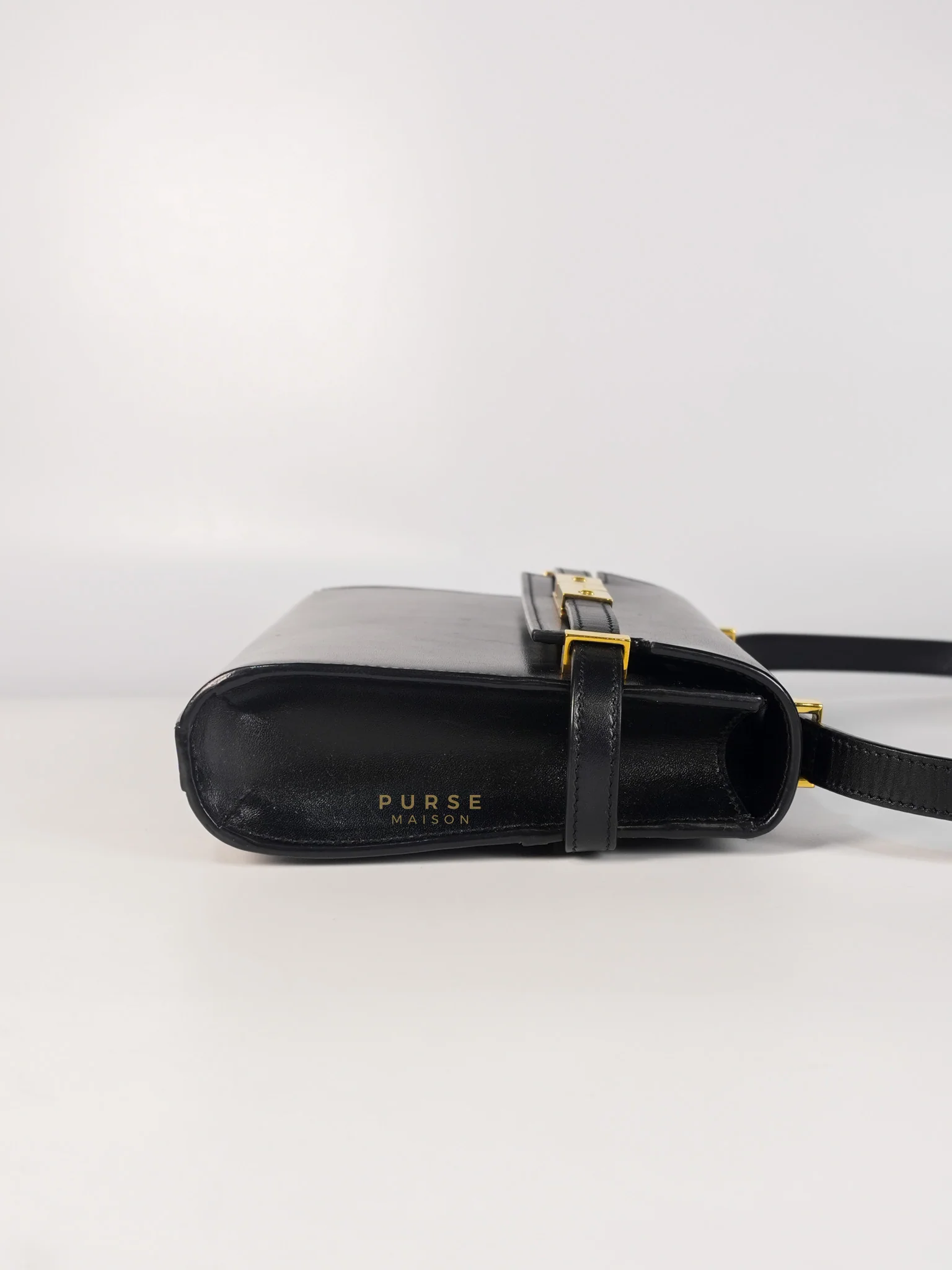 Yves Saint Laurent Mini Manhattan Bag in Black Smooth Leather and Gold Hardware - Image 6