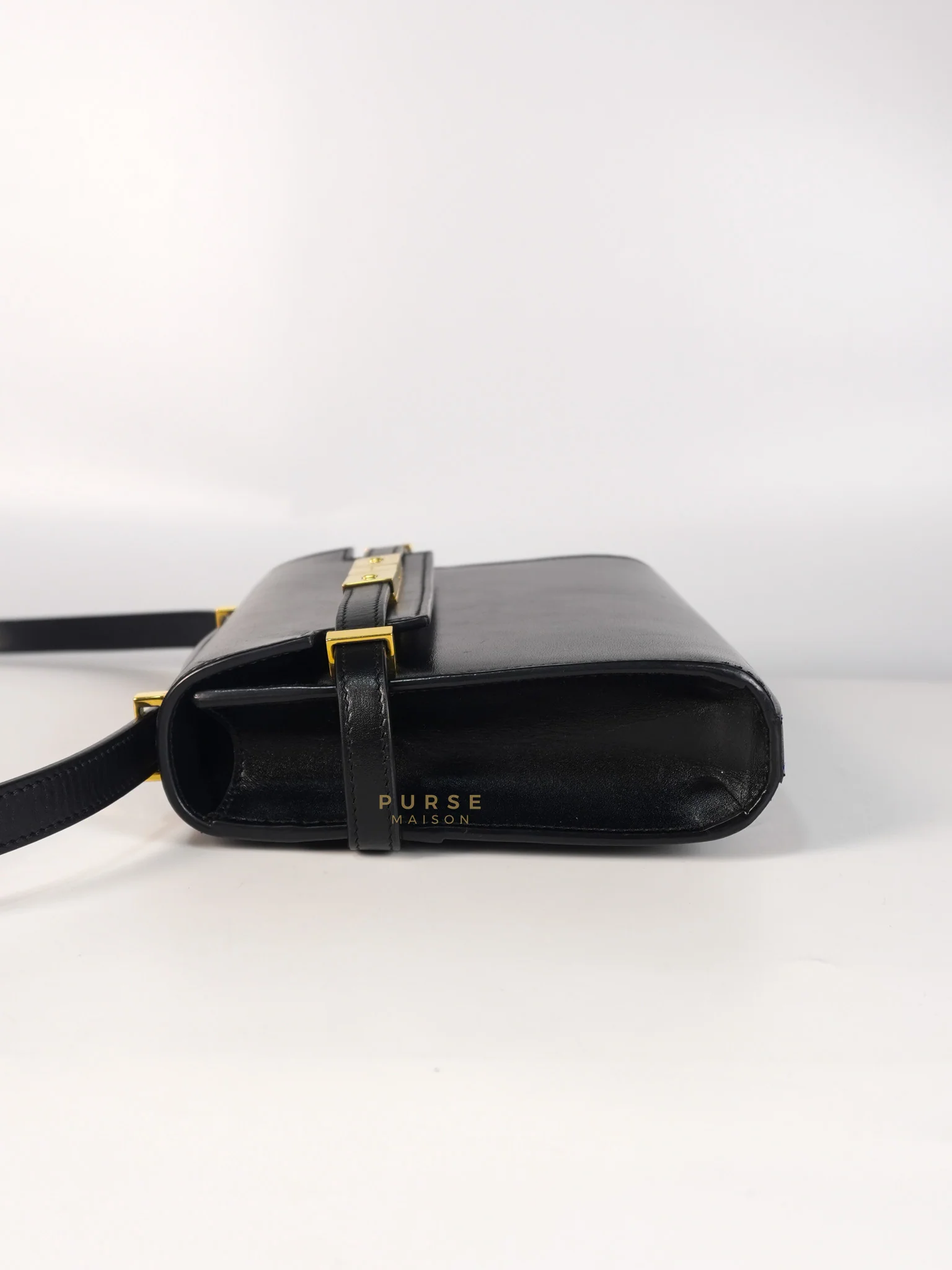 Yves Saint Laurent Mini Manhattan Bag in Black Smooth Leather and Gold Hardware - Image 7