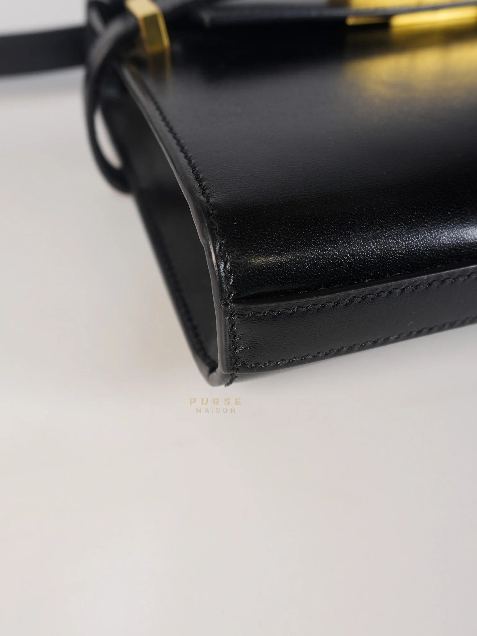 Yves Saint Laurent Mini Manhattan Bag in Black Smooth Leather and Gold Hardware - Image 8