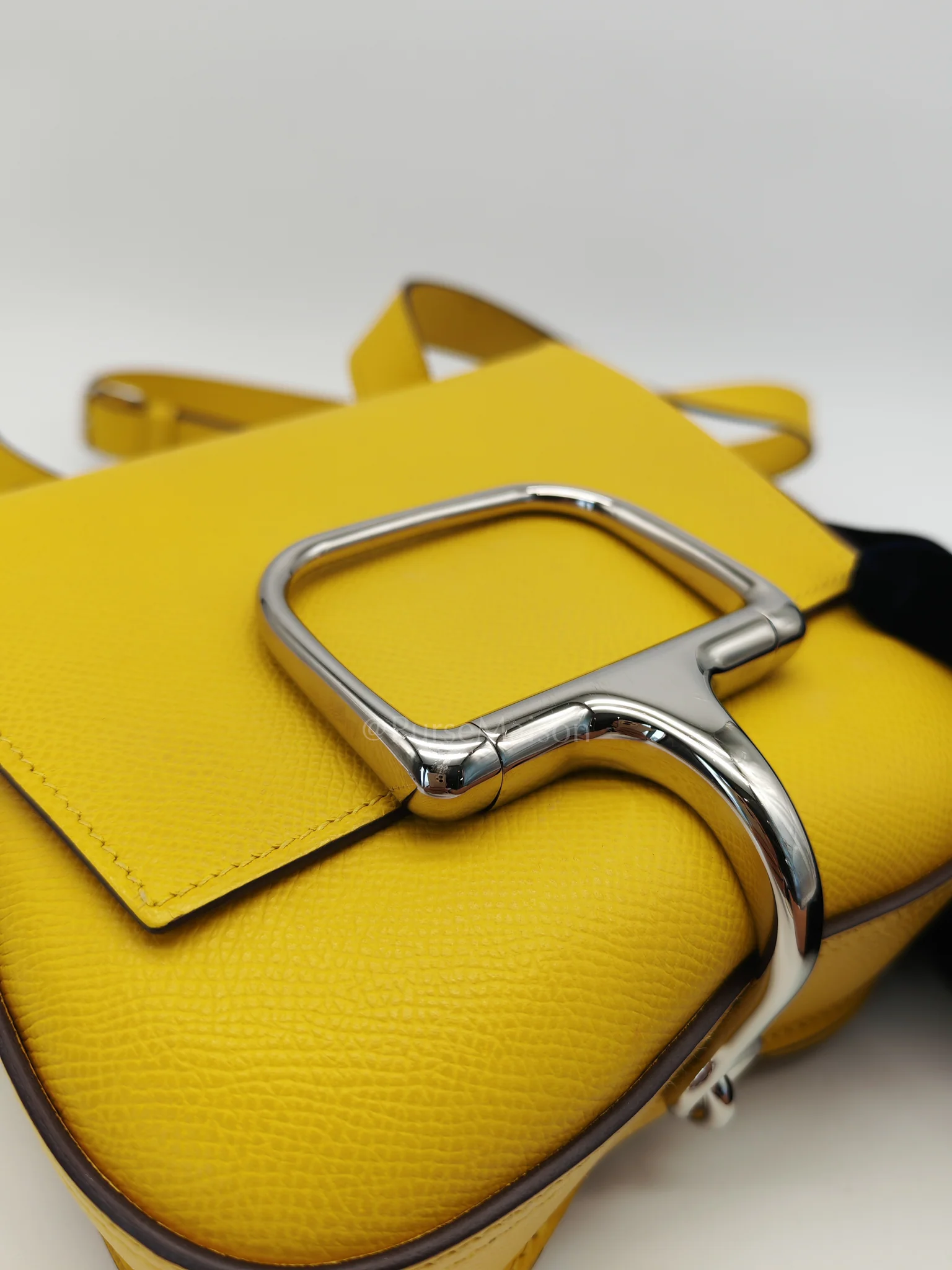 Hermes Mini Della Cavalleria Jaune de Naples Epsom Leather and Palladium Hardware Stamp U (2022) - Image 15