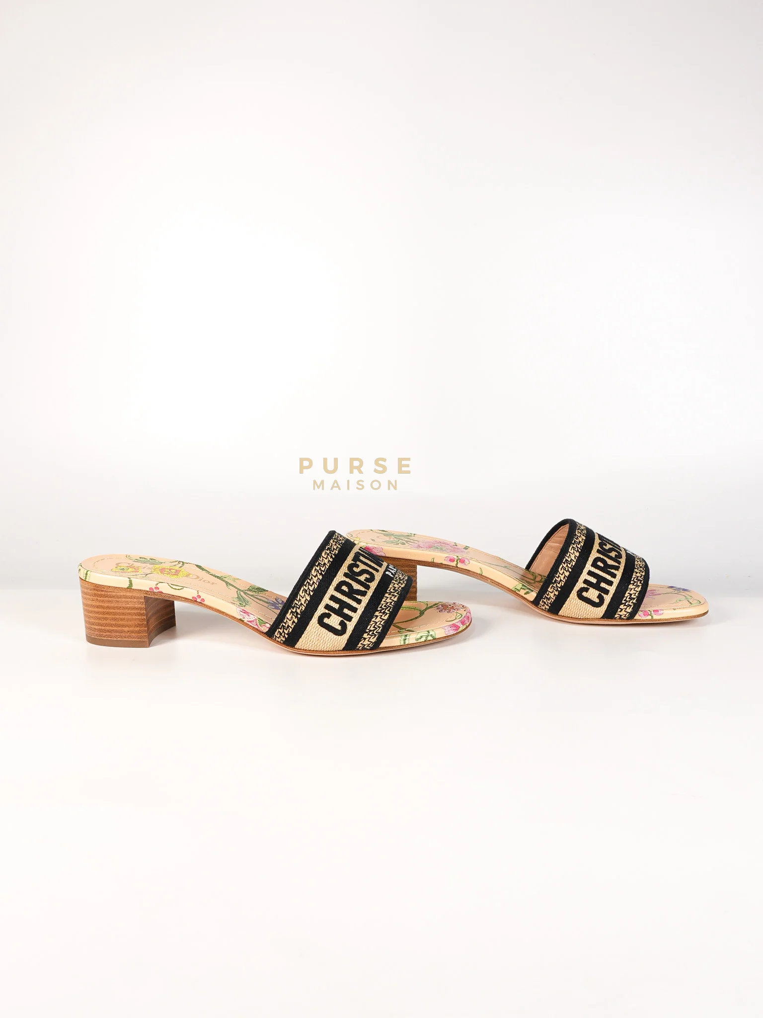 Christian Dior Dway Heeled Mule in Straw & Multicolor Size 36.5(24.1 cm) - Image 5