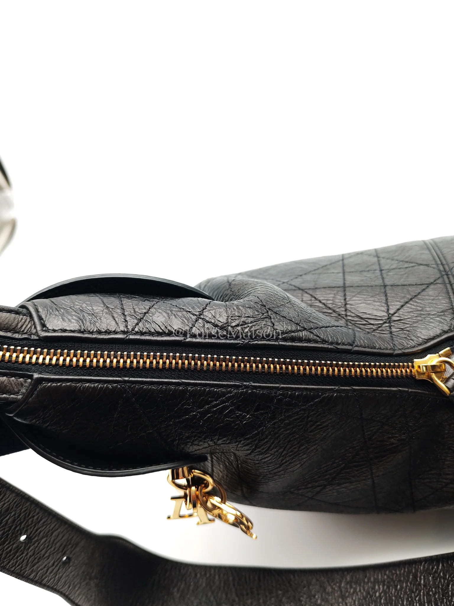 Christian Dior Voyage Bag in Black Crinkled Calfskin Leather Shoulder Bag - Image 20
